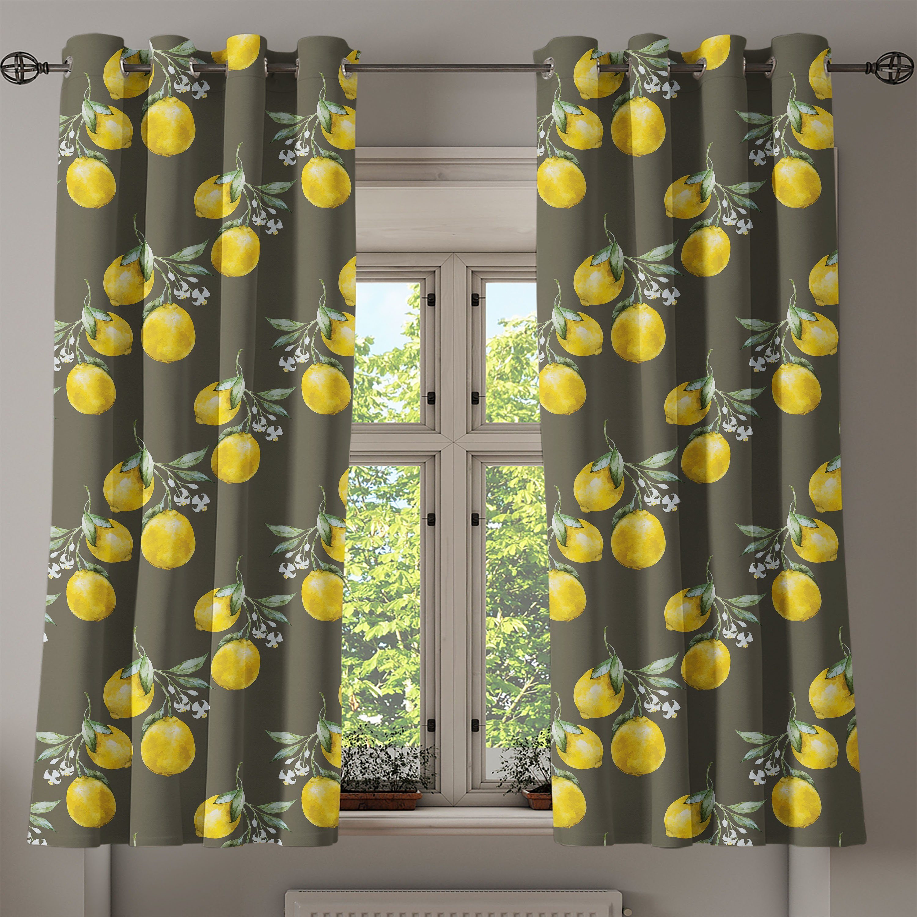 Natur Branchen Schlafzimmer Dekorative Abakuhaus, Wohnzimmer, Lemon Wachstum für 2-Panel-Fenstervorhänge Gardine