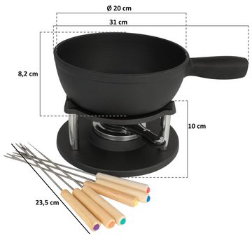 BBQ-Toro Fondue 9-teiliges Gusseisen Fondue Set für 6 Personen, 2 L, Fondueset