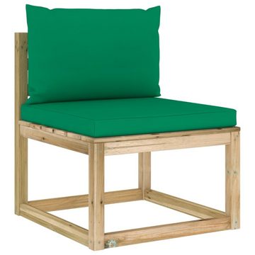 vidaXL Loungesofa Garten-Mittelsofa mit Kissen Grün Imprägniertes Kiefernholz, 1 Teile