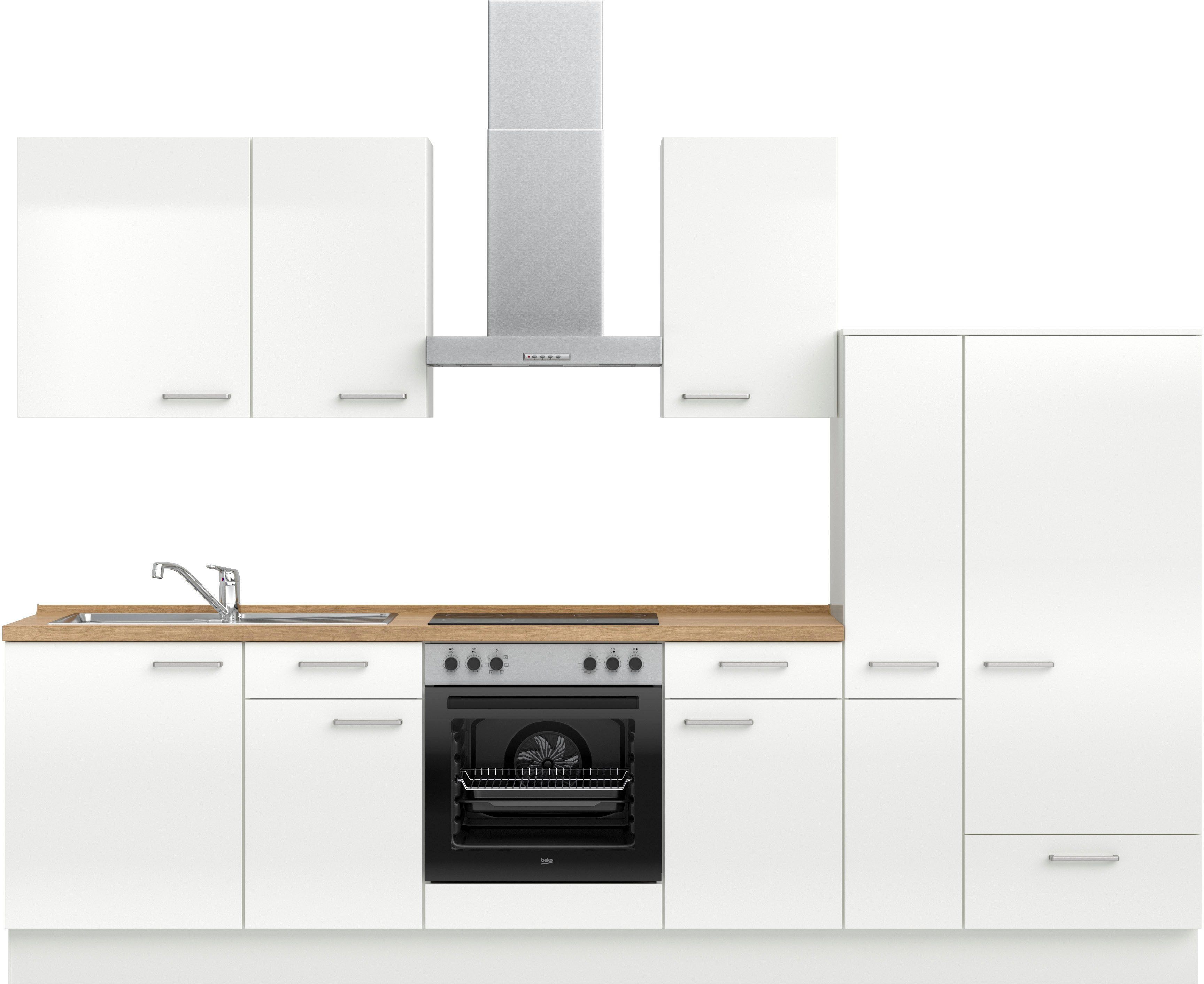 nobilia® Küchenzeile "Flash I", NEU: individuell anpassbar mit gratis Profi-Beratung, vormontiert, Breite 300 cm, Ausrichtung wählbar, wahlw. mit E-Geräten