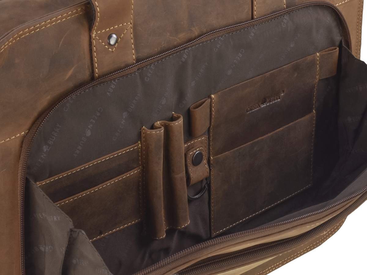Greenburry Aktentasche Vintage, Businesstasche, Herren, mit Notebookfach Rolltasche, Damen, für für