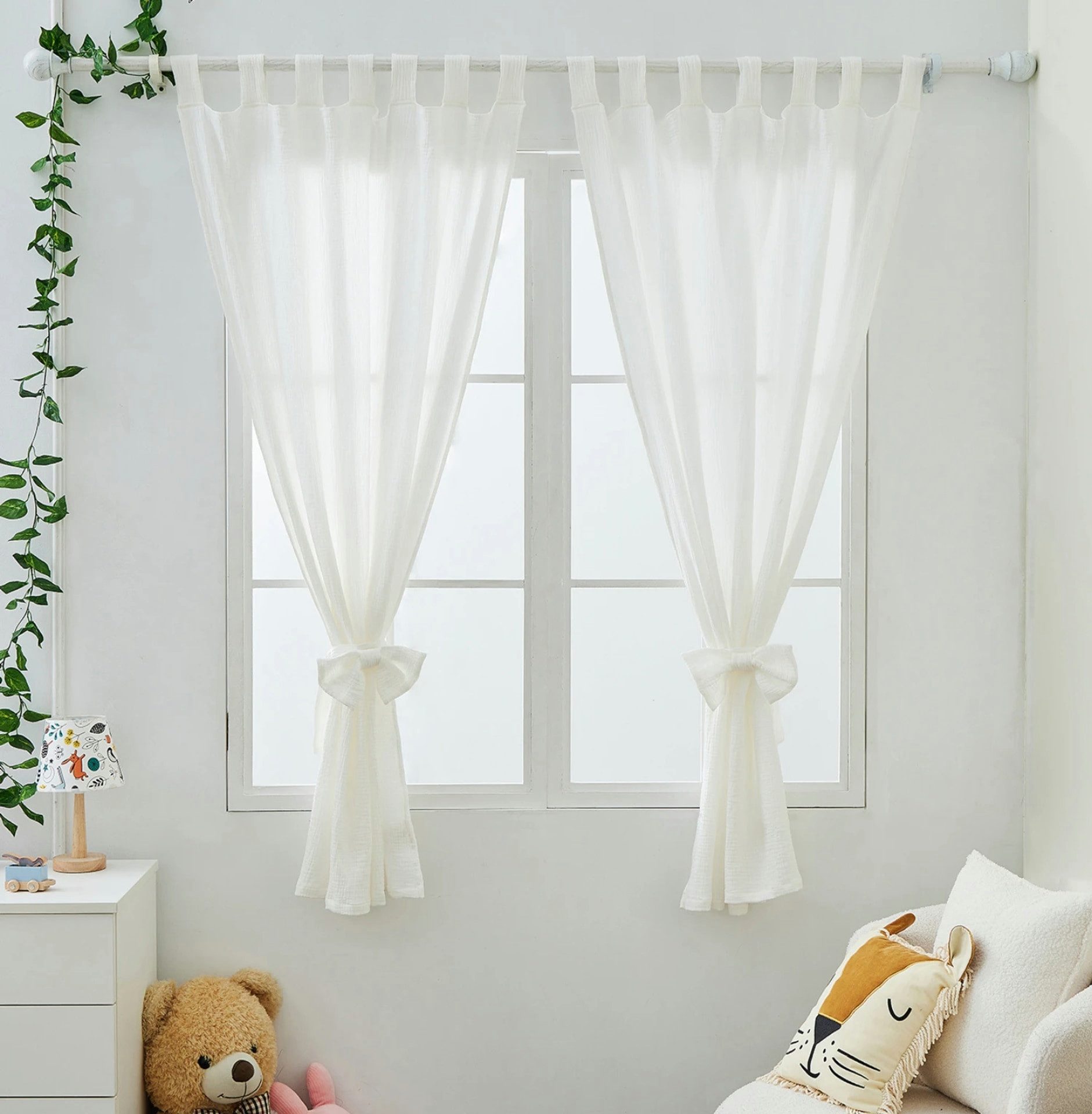 Alavya Home® Vorhang Alavya Home Vorhänge Schlaufen 100x150 cm Baumwolle - 2er-Set, Weiß (2 St), Schlaufen, blickdicht, Musselin, Blickdicht, 2er-Set, 100% Bio- – Bild 3 von 5