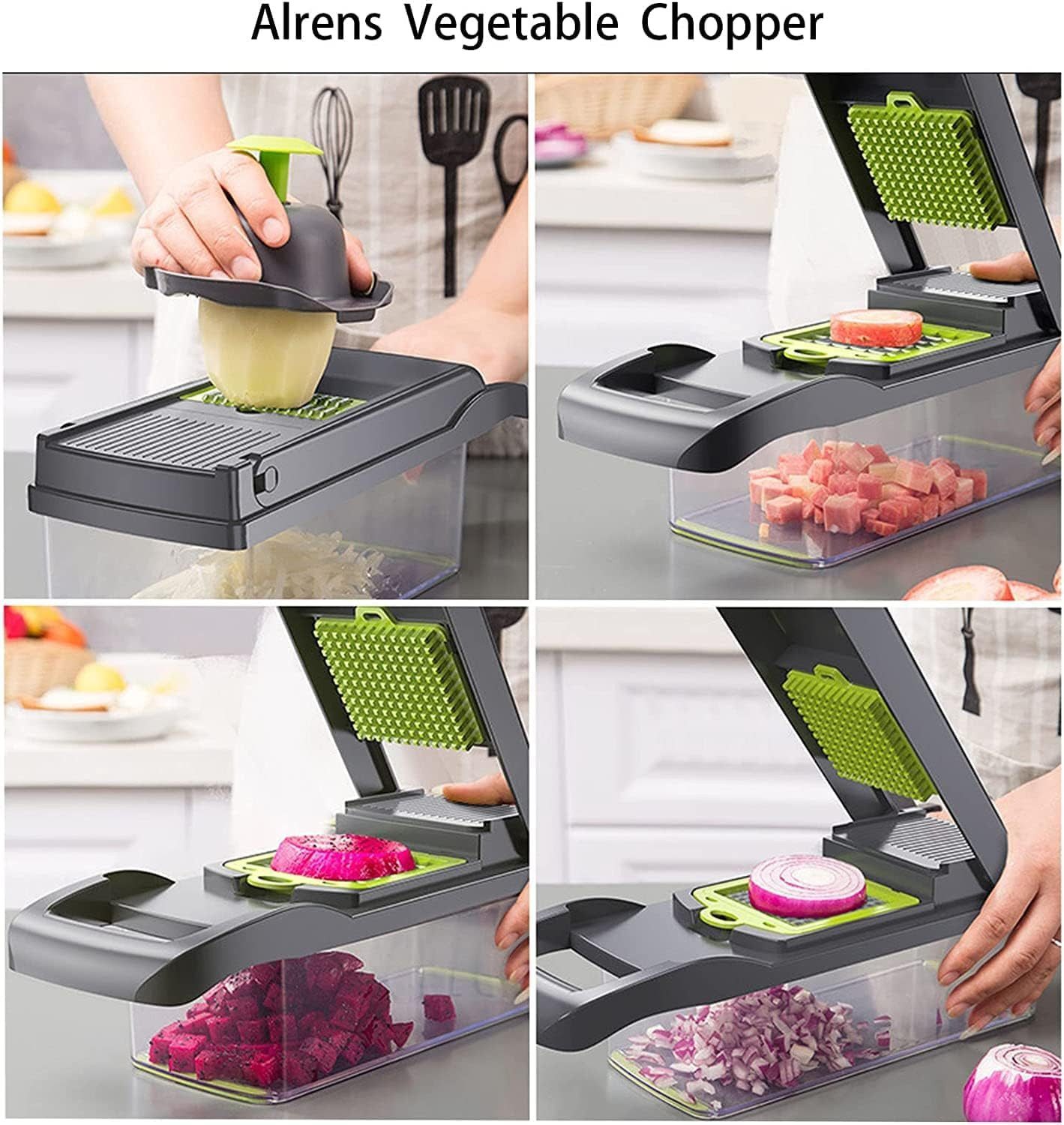 FELIXLEO Gemüseschneider 22 in 1 Gemüseschneider Mandoline Würfelschneider Käsehobel Grau