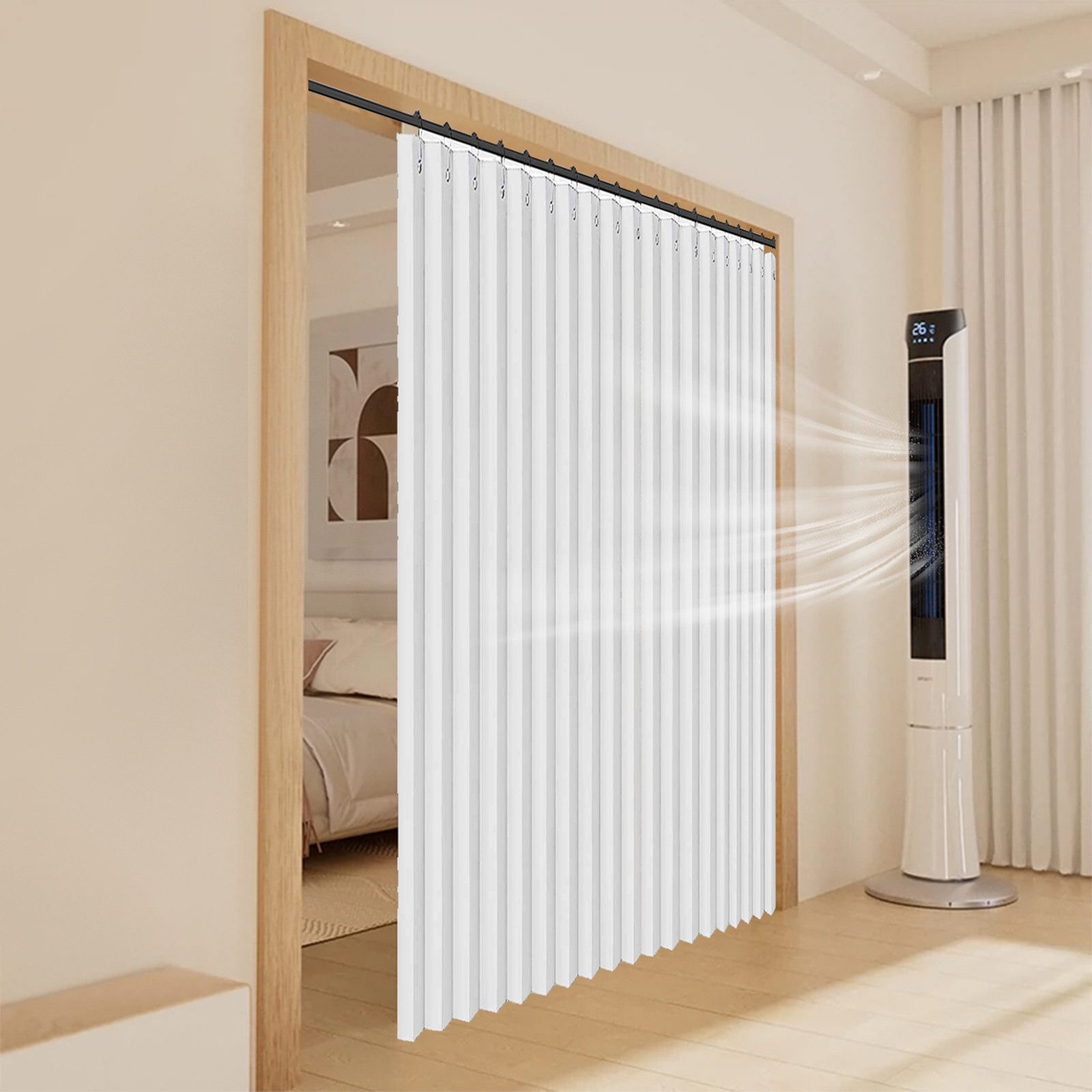 LMaxhome Türvorhang Wandteiler Raumteiler Vorhang Breite 254 cm Sichtschutz für Wohnzimmer (1 St), blickdicht, Oxford-Gewebe, Türgardine mit Häkchen Verdunkelung für Fenster Schlafzimmer Trennwand