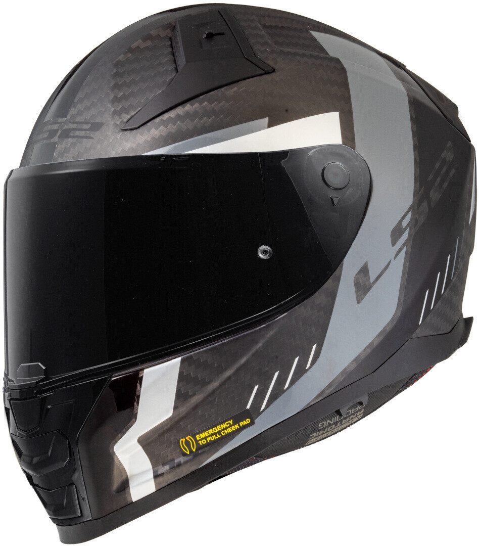 LS2 Motorradhelm FF811 Vector II Carbon Grid Helm, Notfallsystem-Polsterung (EQRS),integriertes Sonnenvisier