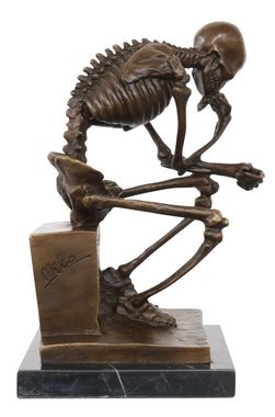 Aubaho Skulptur Bronze Skelett Denker Mann Bronze Figur Bronzeskulptur nach Rodin Skul