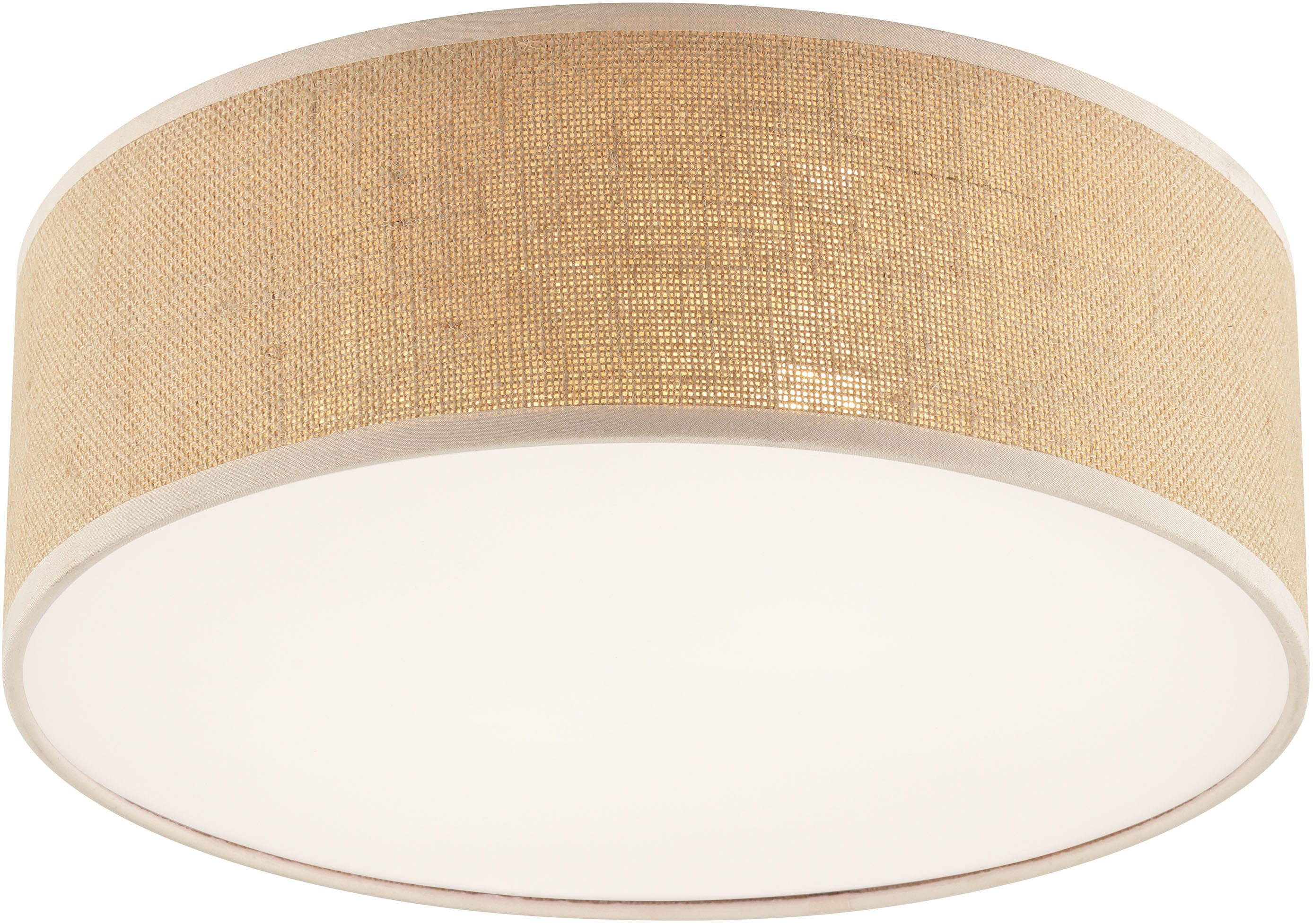 OTTO home Deckenleuchte Mikka, ohne Leuchtmittel, mit Leinenstoffschirm, Höhe 14 cm, E27, Leinen, Deckenlampe