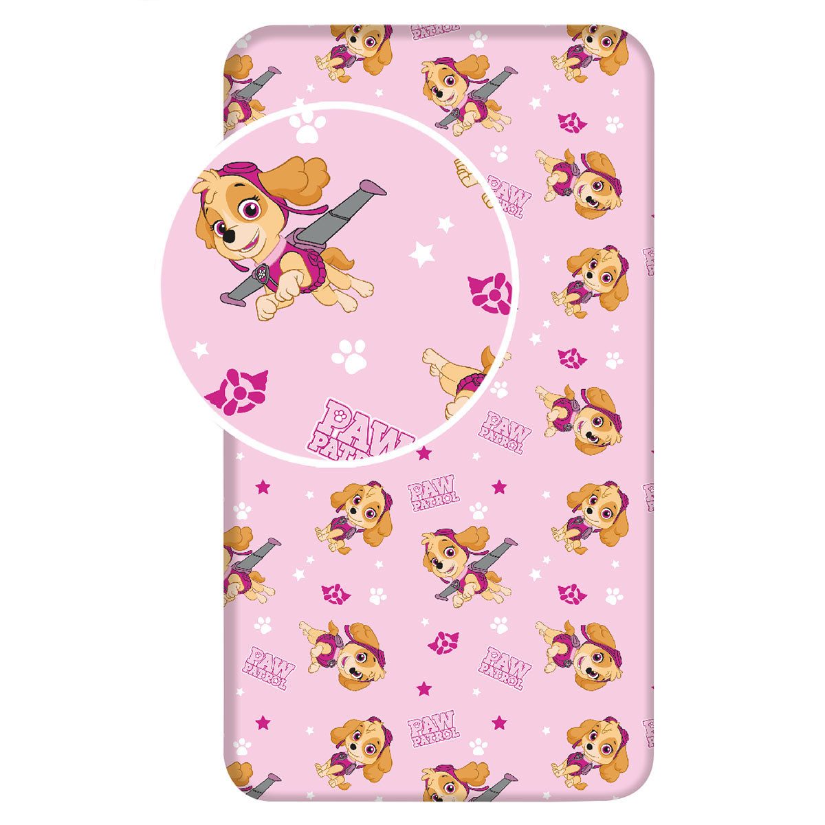 PAW PATROL Spannbettlaken Paw Patrol Spannbettlaken Betttuch mit Skye Rosa, günstig online kaufen