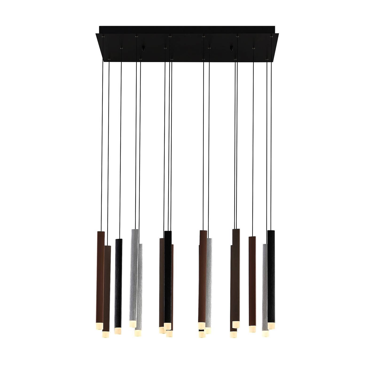 Lucande LED-Hängeleuchte Stoika, dimmbar, LED-Leuchtmittel fest verbaut, warmweiß, Modern, Aluminium, Eisen, Acryl, Schwarz, alu, kaffeebraun, 16