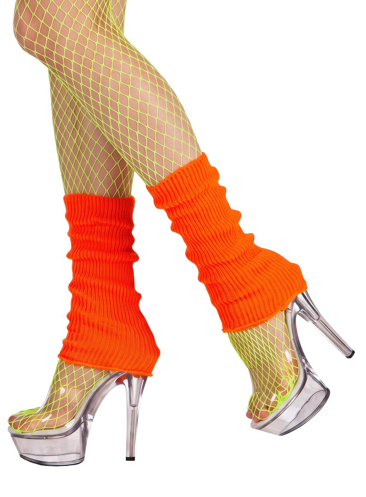 Boland Kostüm Retro-Beinstulpen neon-orange, Für warme Knöchel und einen heißen Look: 80er Retro Stulpen