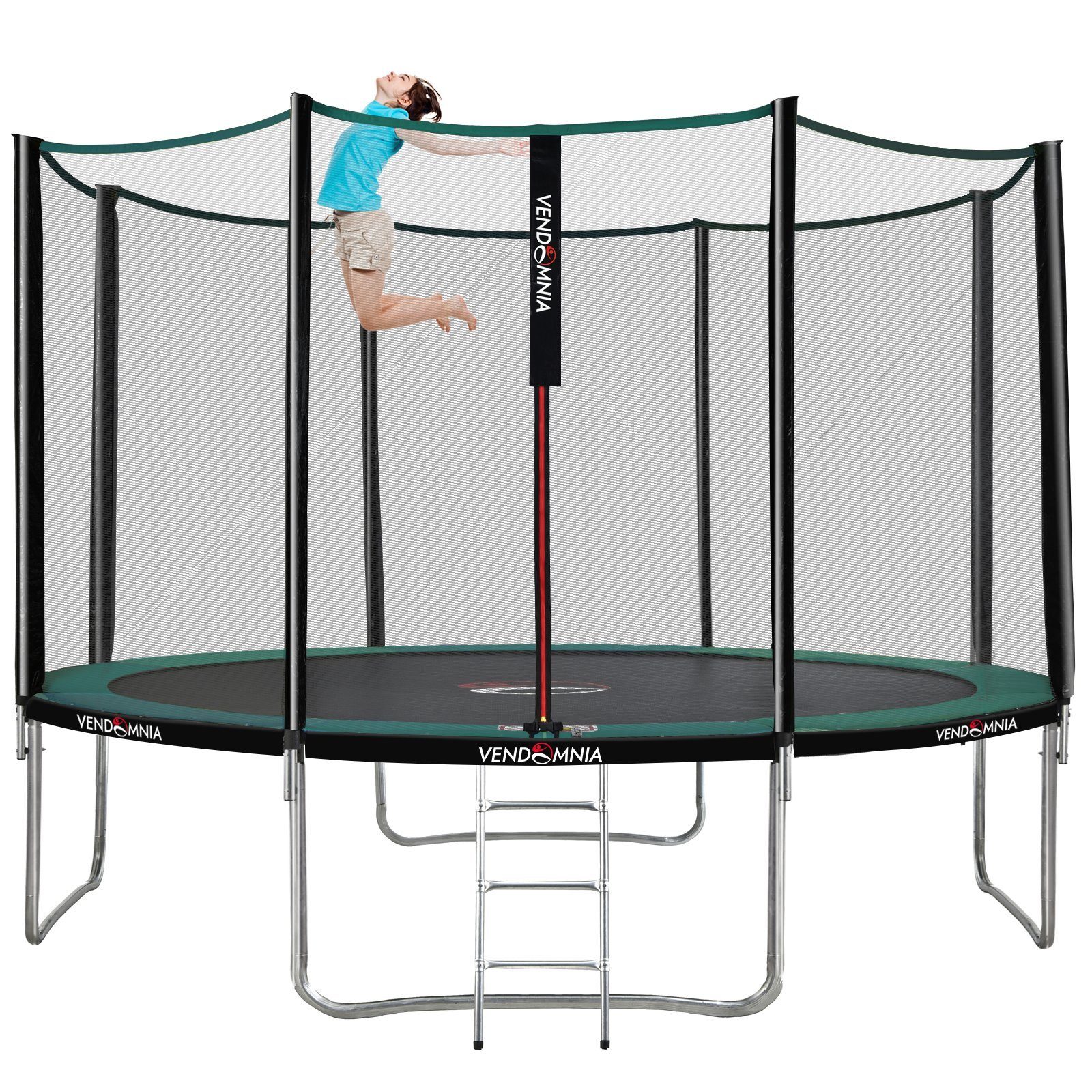 VENDOMNIA Fitnesstrampolin Gartentrampoline mit Sicherheitsnetz, Leiter, Randabdeckung, (Outdoor und Indoor Gartentrampolin mit Zubehör, Fitness Trampoline), 366 cm, Farbwahl Dunkelgrün