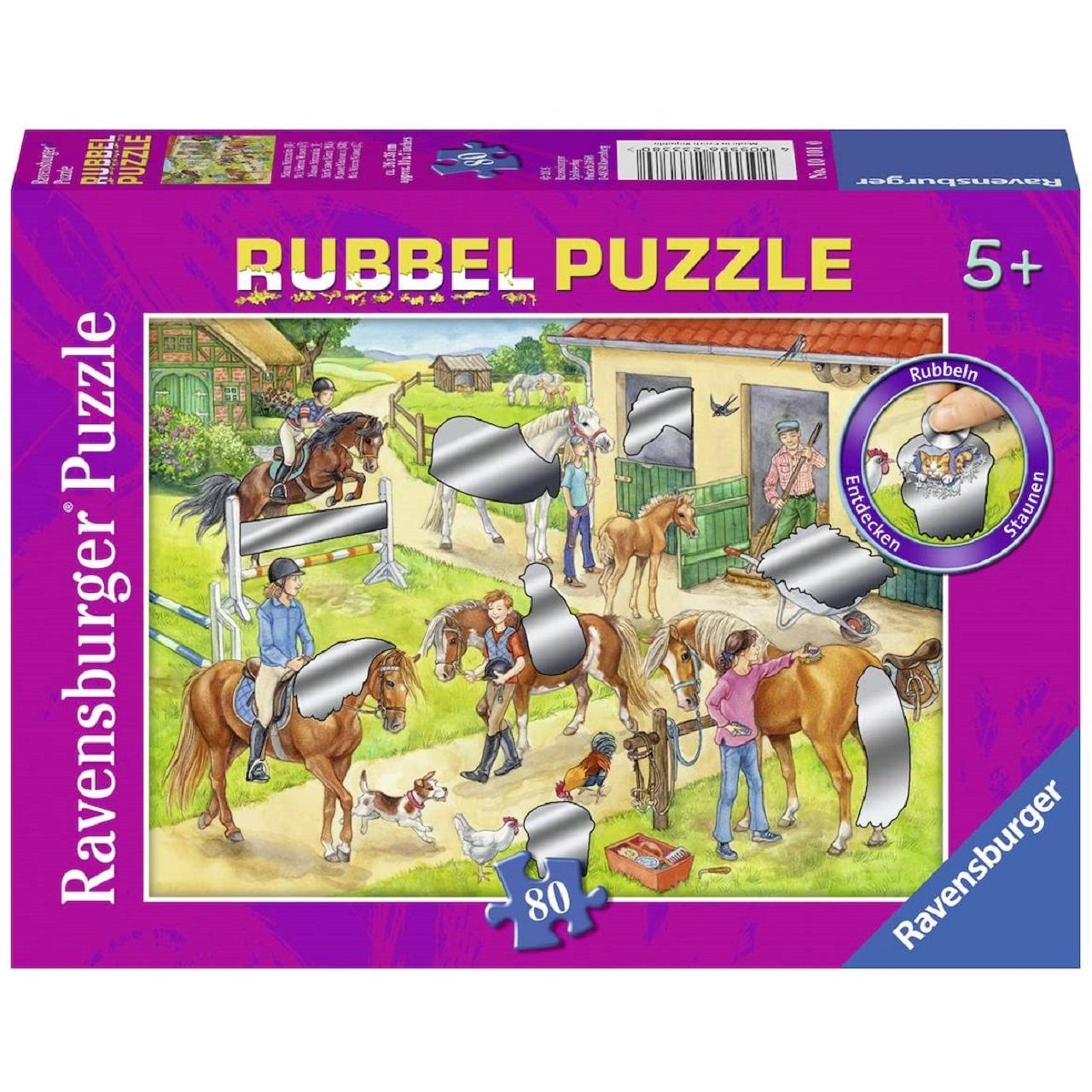 Ravensburger Puzzle »Ravensburger - Rubbel Puzzle: Spaß auf dem Reiterh«,  80 Puzzleteile online kaufen | OTTO