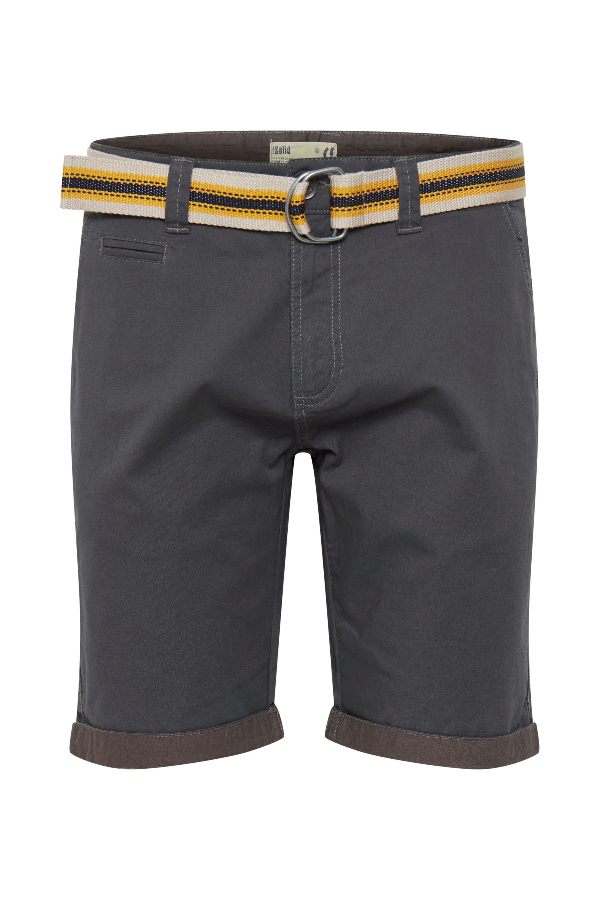 Solid Chinoshorts SDLagos Dark Gürtel Hose (2890) Grey kurze mit