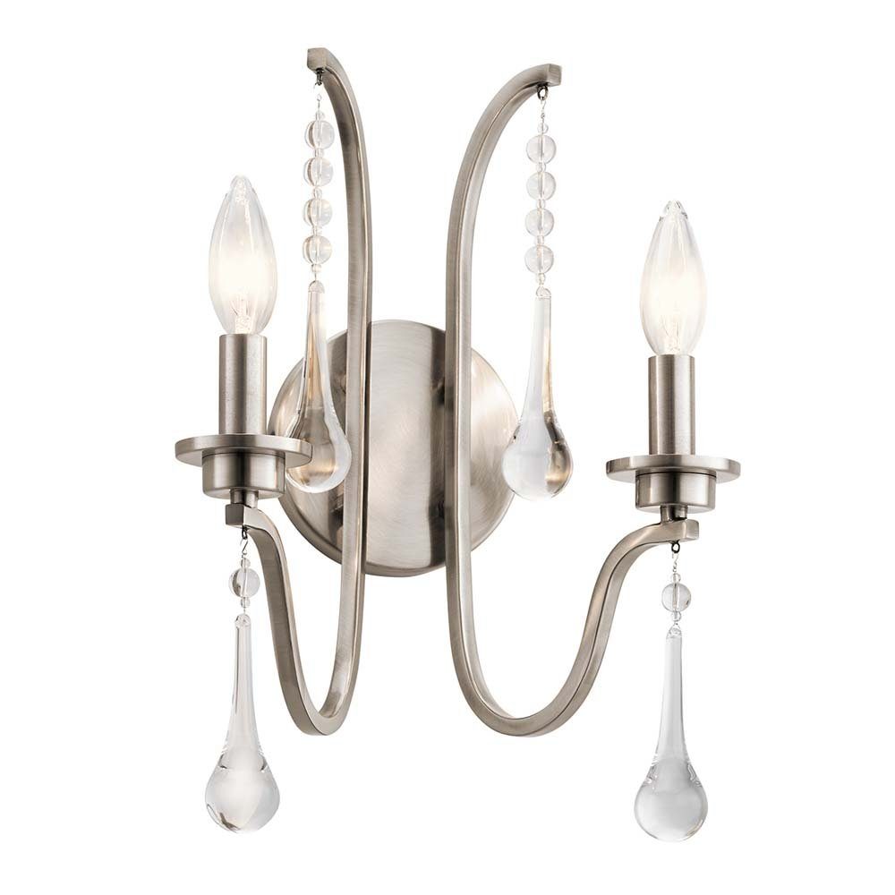 Elstead LIGHTING Wandleuchte, Leuchtmittel nicht inklusive, Wandleuchte Wandlampe Flurleuchte Schlafzimmerleuchte Stahl Kristalle