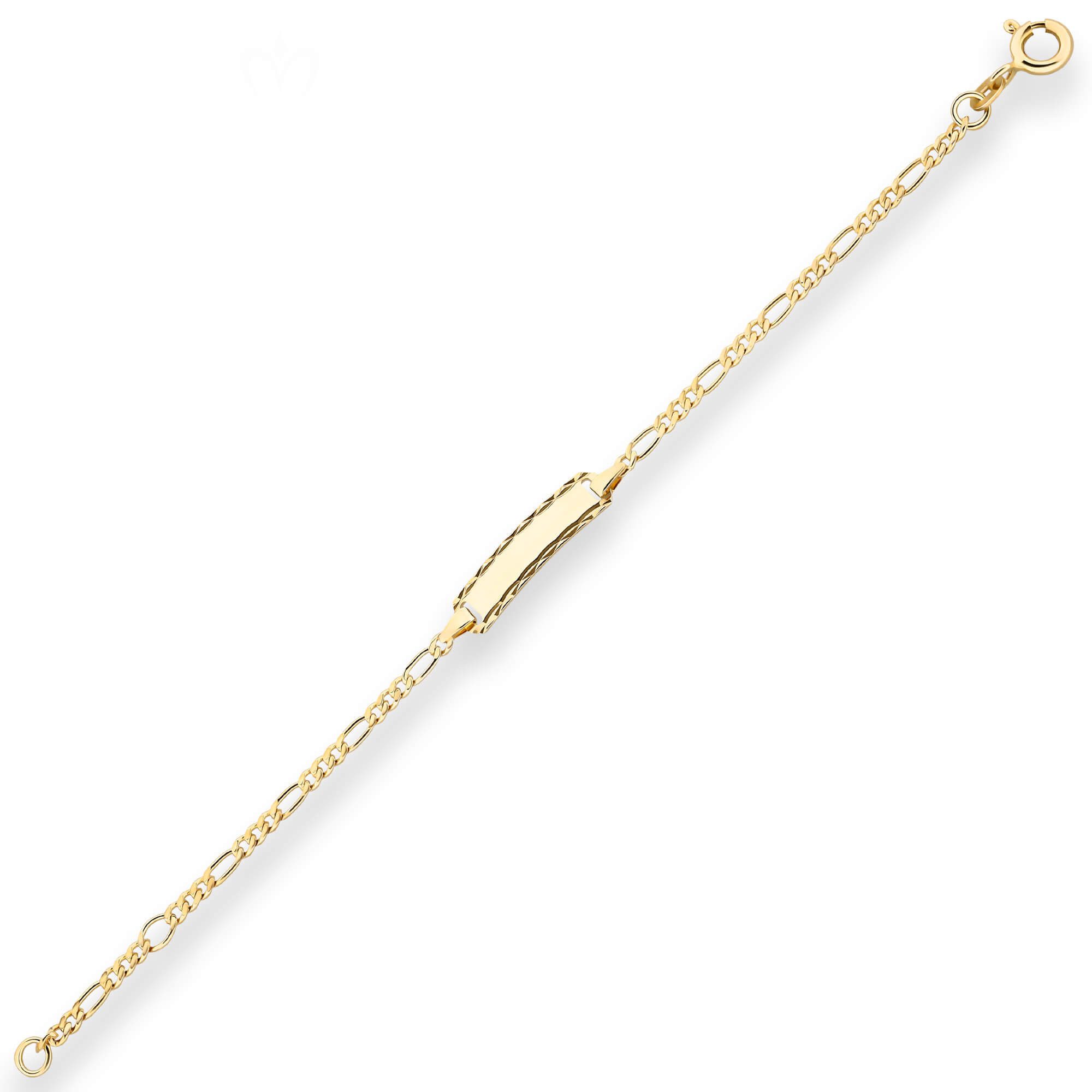 Schmuck Krone Goldarmband Id-Armband Figarokette diamantiert Schildband 333 Gelbgold 14cm, Gold 333