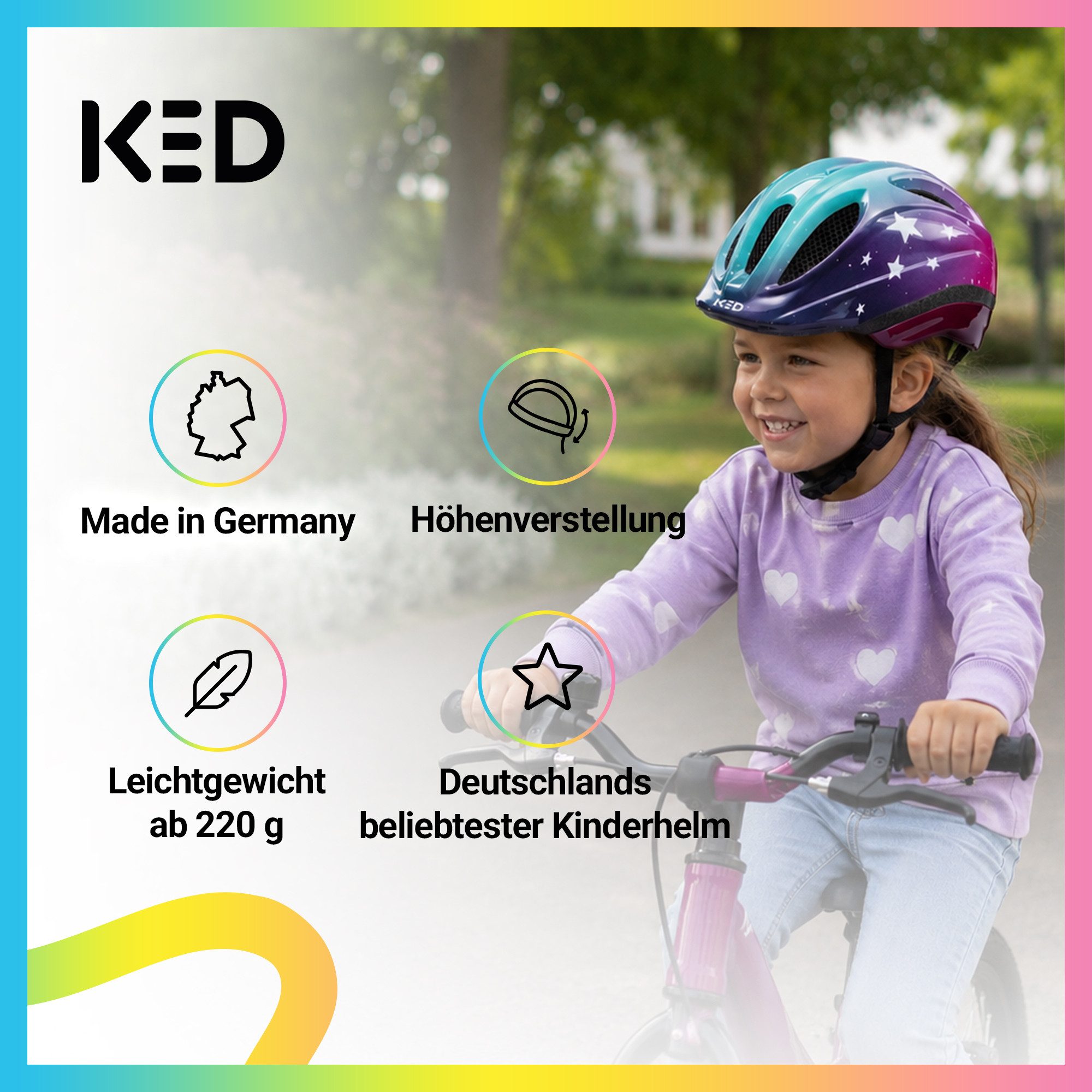 KED Fahrradhelm Meggy II Trend Kinderhelm, LED Rücklicht, MaxShell Technologie Und Präzise Größenverstellung – Bild 2 von 5