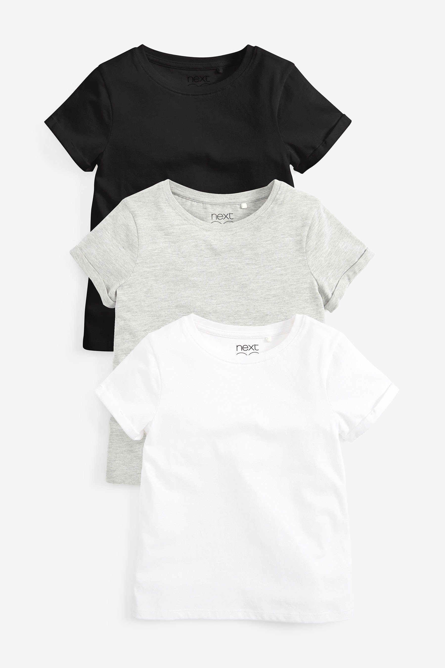 Next T-Shirt Fit (3-tlg) T-Shirt Black/White Regular