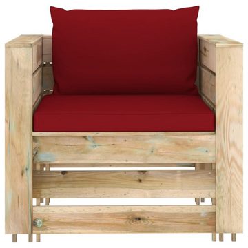 vidaXL Gartenlounge-Set 2-tlg. Garten-Lounge-Set mit Kissen Grün Imprägniertes Holz, (2-tlg)