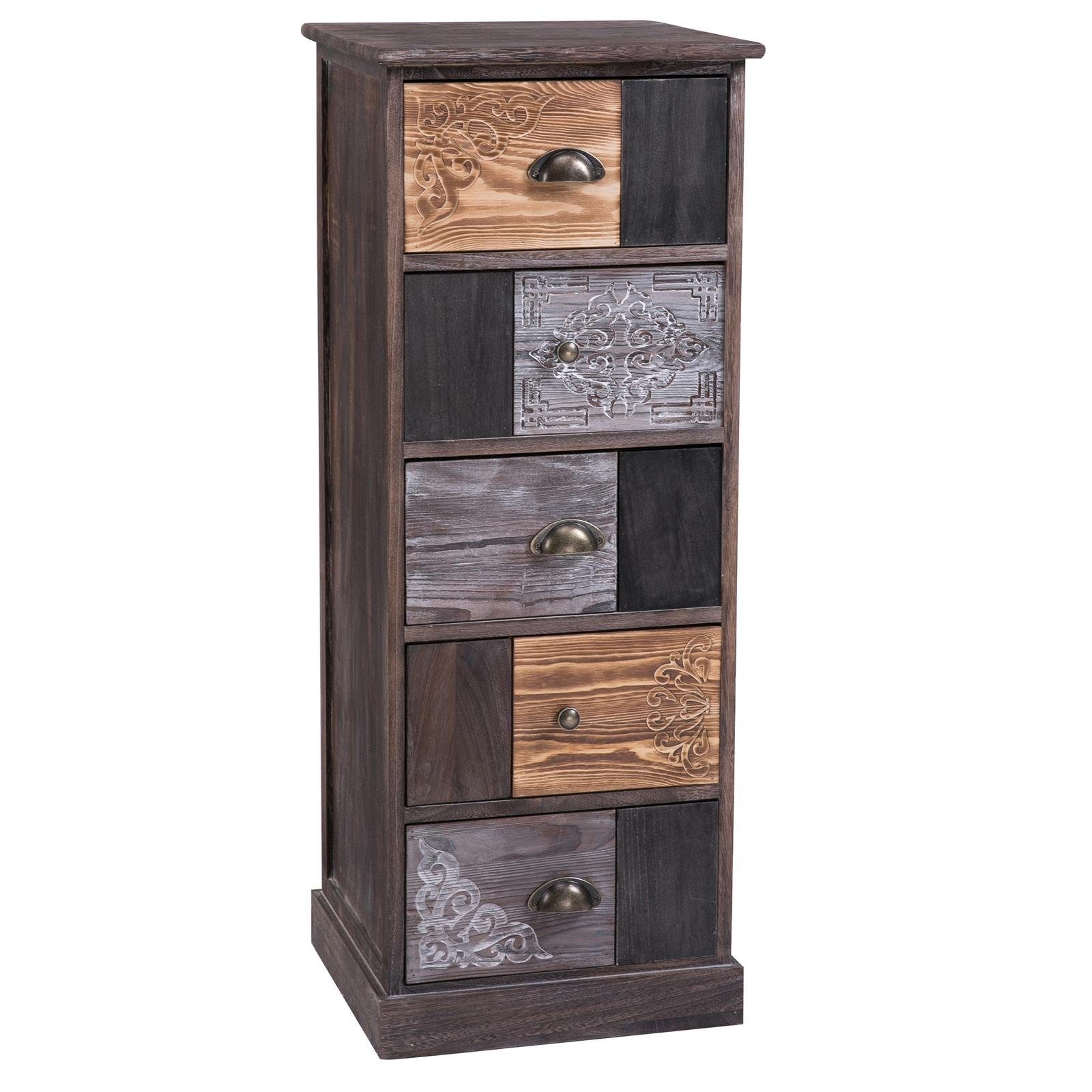 CARO-Möbel Kommode MARA, Schubladenkommode Standregal Kommode Vintage Landhaus Shabby Design Au