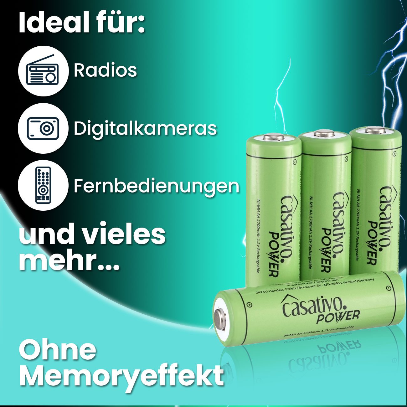 Casativo AAA Akkus 1100 mAh Micro Batterien Wiederaufladbar mit Case 4/8/20 St. Akku (4 St), AAA Micro Akkus - bis zu 1.000 Ladezyklen