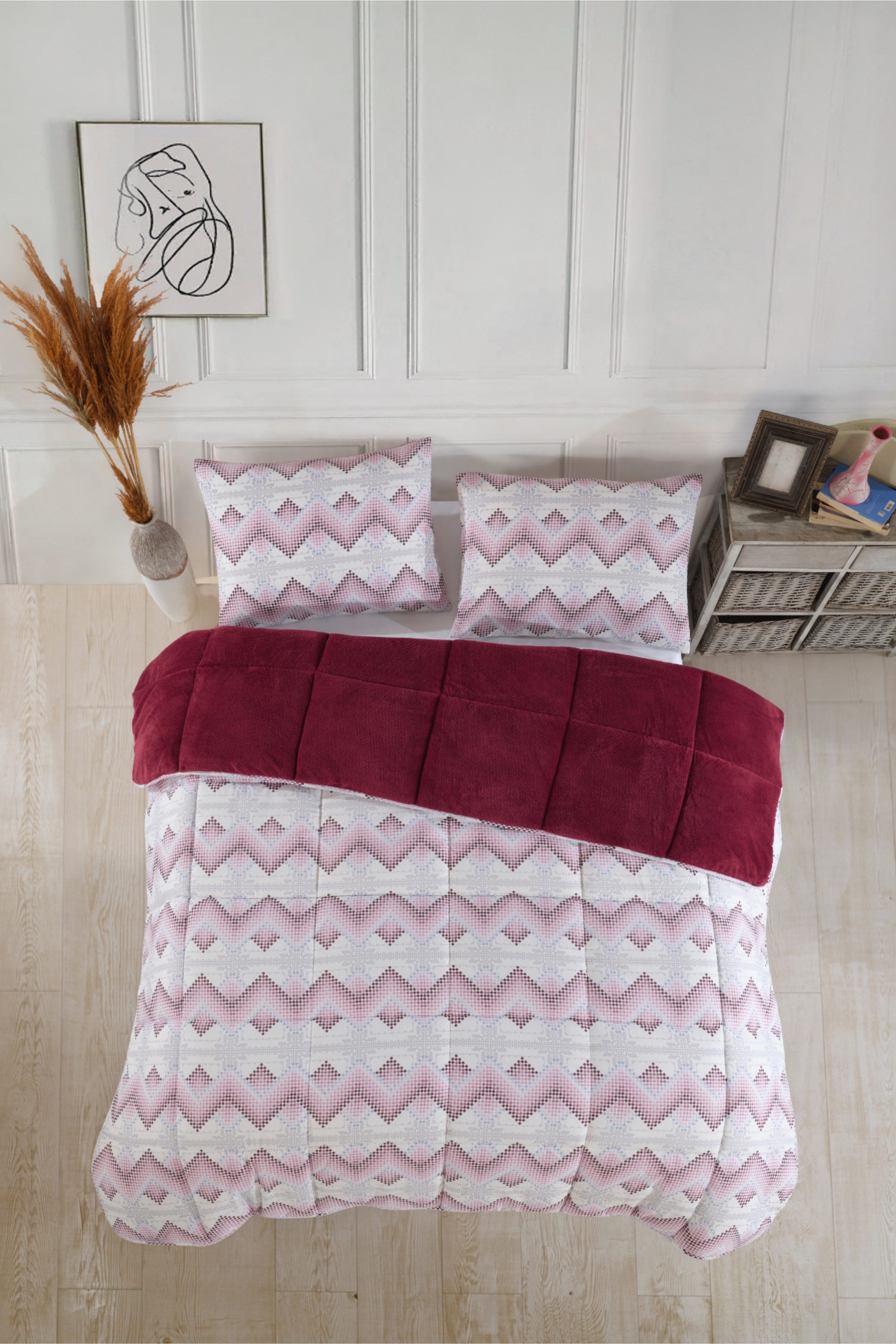 Formeya Einziehdecke Luxus Wellsoft Bettdecke 155x220 cm Wendbar mit Kissenbezug