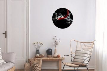 MuchoWow Gemälde Chilischote - Stilleben - Wasser - Schwarz - Rot, (1 St), Kreis Wanddekoration Forex, Rundes Wandbild, Wohnzimmer, 30x30 cm