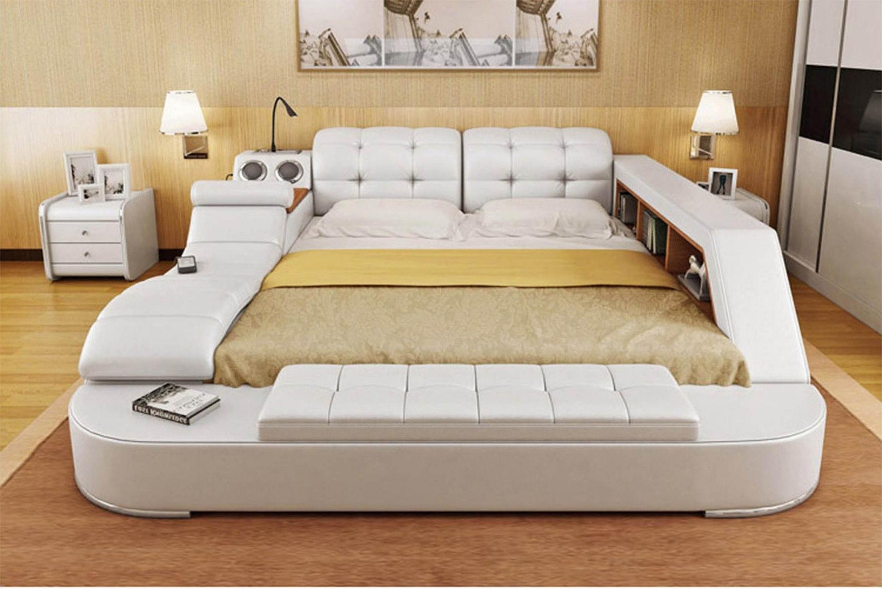 Xlmoebel Multimediabett Chesterfield Doppelbett mit luxuriösem Design und Multifunktionalität (Multifunktion Bett), Hergestellt in Europa