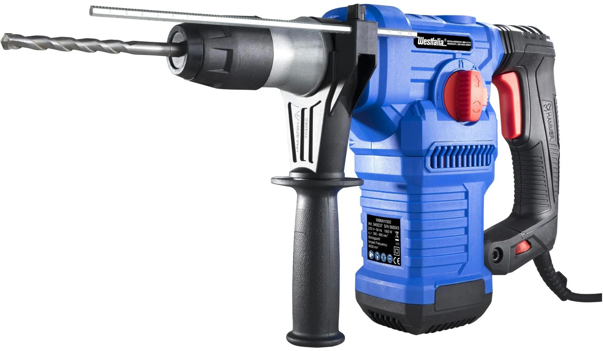Westfalia Werkzeug Schlagbohrmaschine Bohr- und Meißelhammer WBMH1500, SDS-Plus