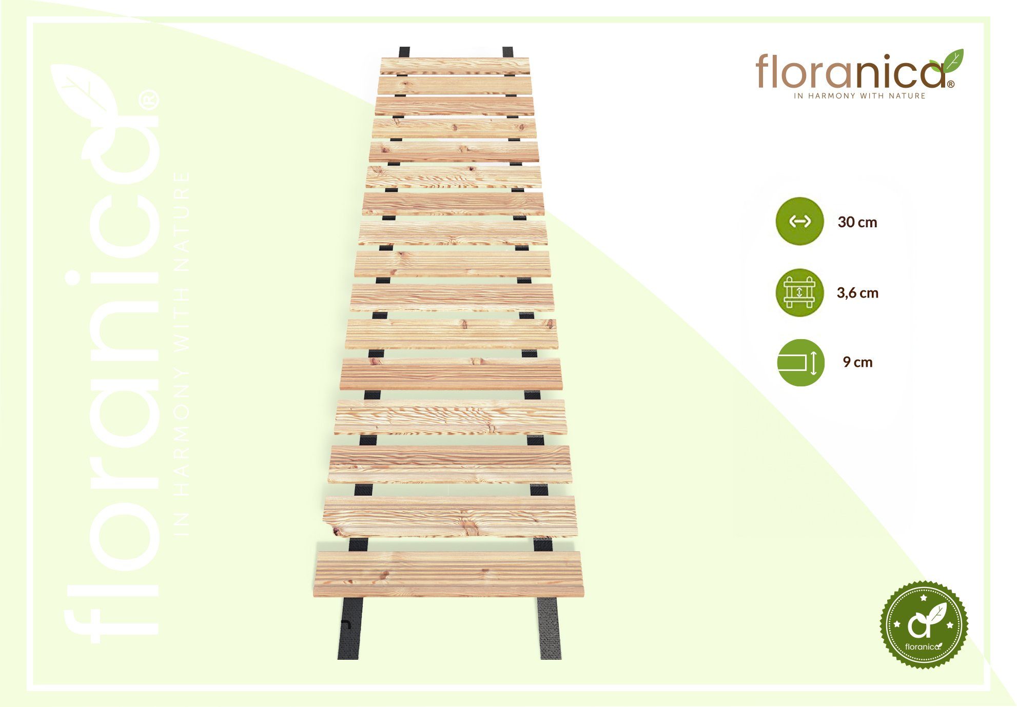 Breite Unbehandelt, Gartenweg 30 Rollweg Länge Floranica Unbehandelt cm, Bodenfliese, 100x30, Farbe: lfm, Holz in