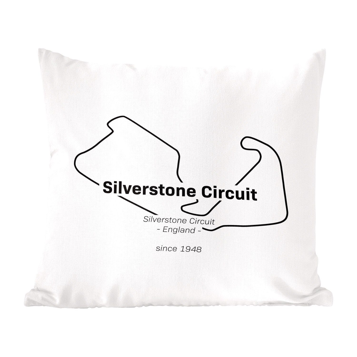 Dekokissen mit MuchoWow Deko, Sofakissen - 1 Füllung Silverstone für Formel Schlafzimmer, Wohzimmer, - Rennstrecke, Zierkissen