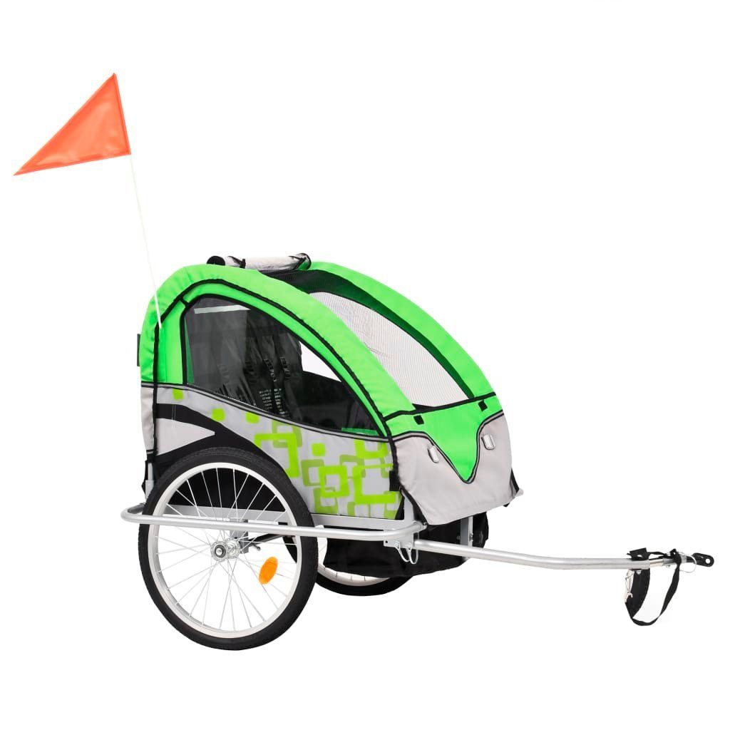 vidaXL 2-in-1 Bicycle Cargo Trailer and Stroller, Green and Grey