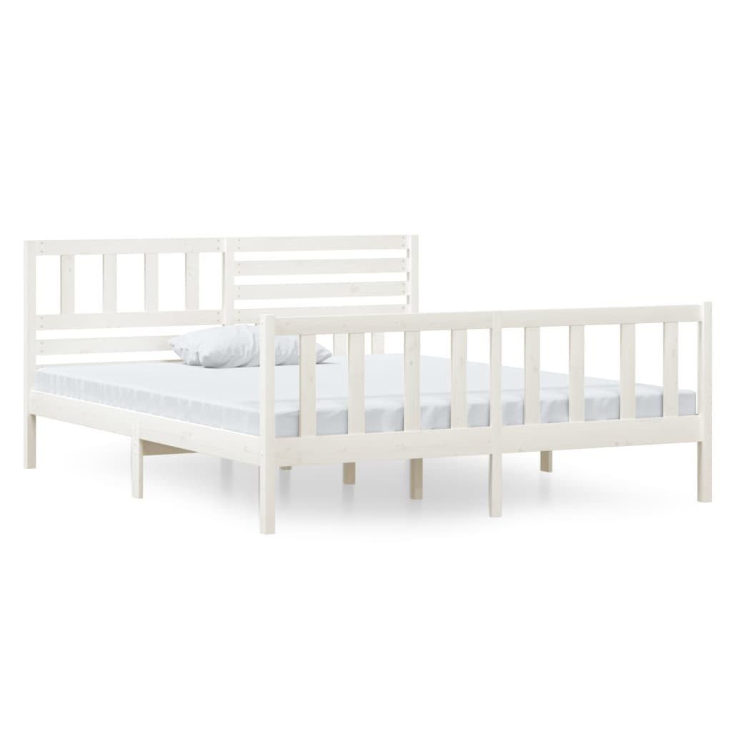 Vidaxl Massivholzbett Weiß 135x190 Cm 4ft6 Double günstig online kaufen
