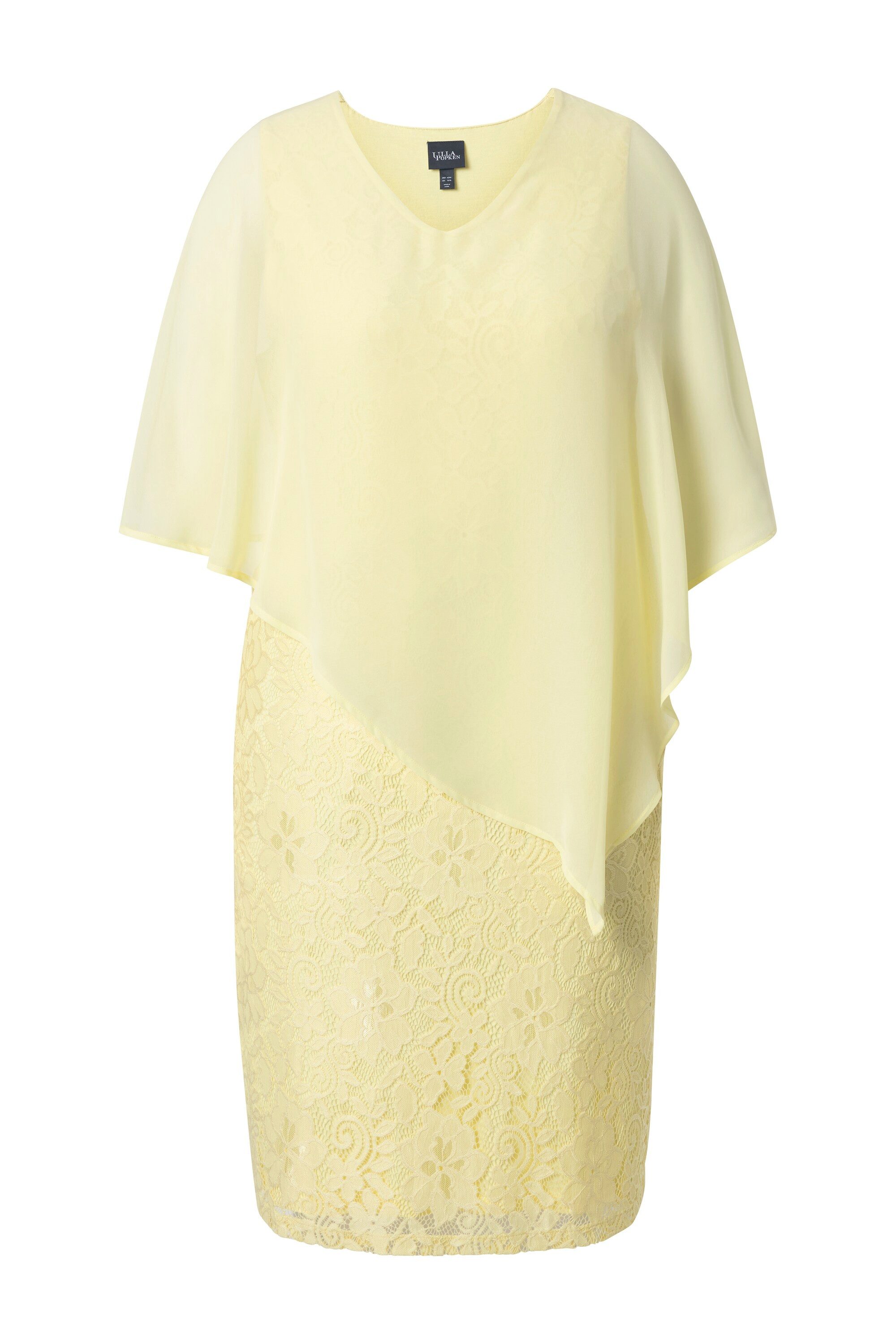 Ulla Popken Abendkleid Spitzenkleid A-Linie V-Ausschnitt 3/4-Arm günstig online kaufen