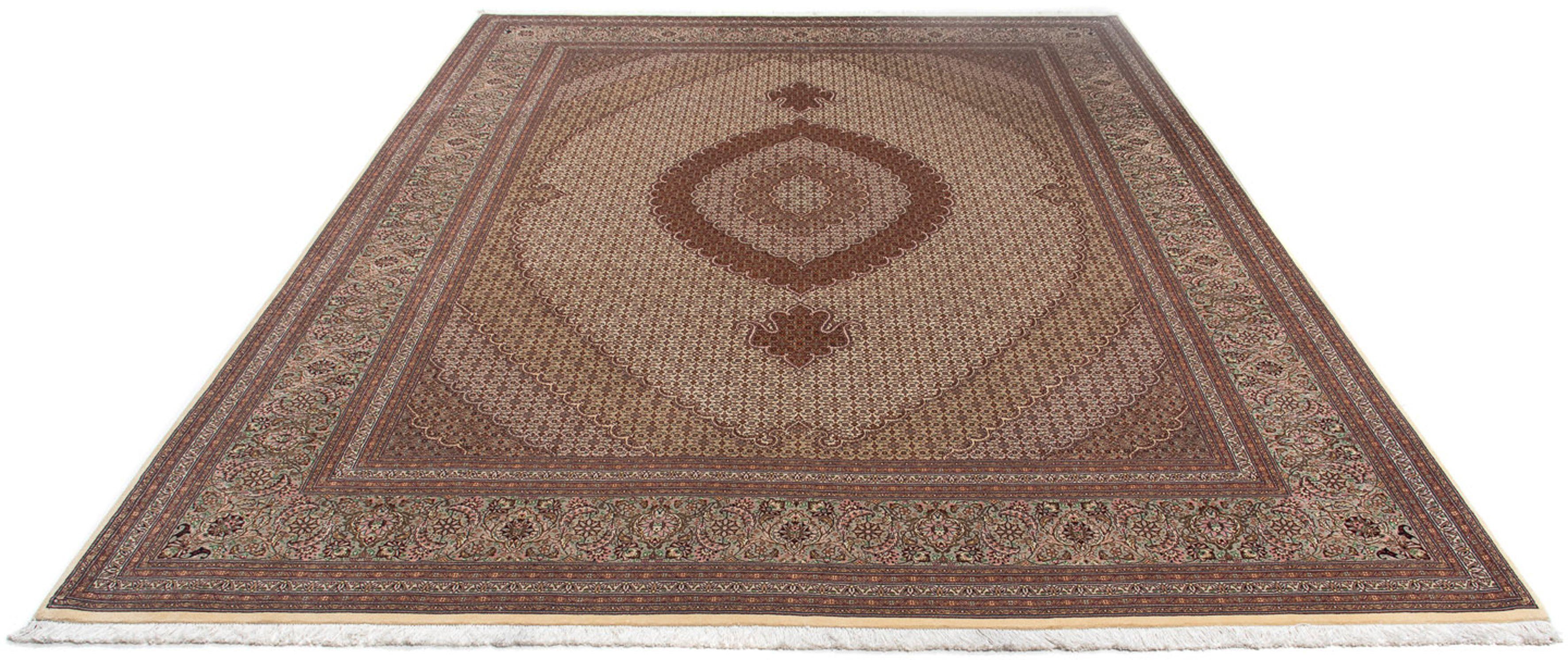 Orientteppich Perser - Täbriz - 350 x 254 cm - braun, morgenland, rechteckig, Höhe: 10 mm, Wohnzimmer, Handgeknüpft, Einzelstück mit Zertifikat