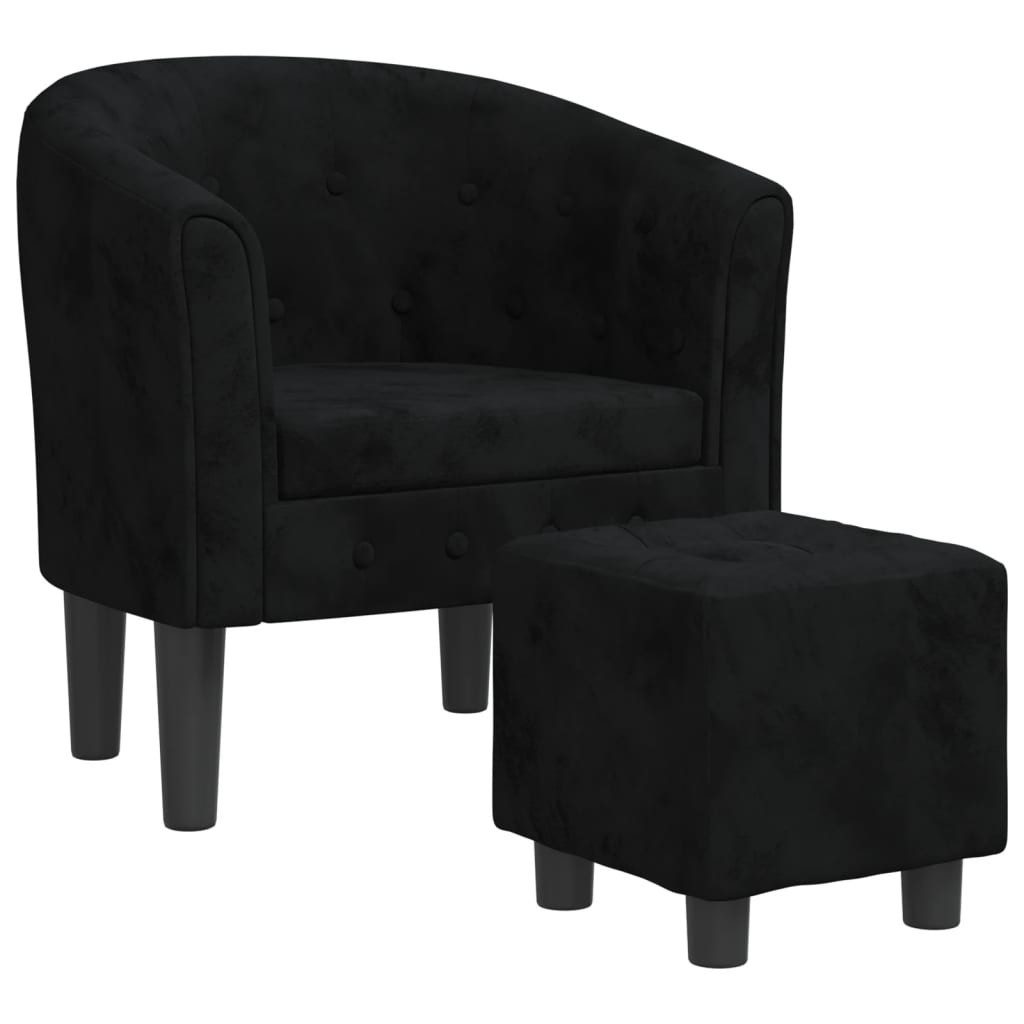 furnicato Cocktailsessel Moderner schwarzer Clubsessel mit Fußhocker 70x56x68 cm (1-St)