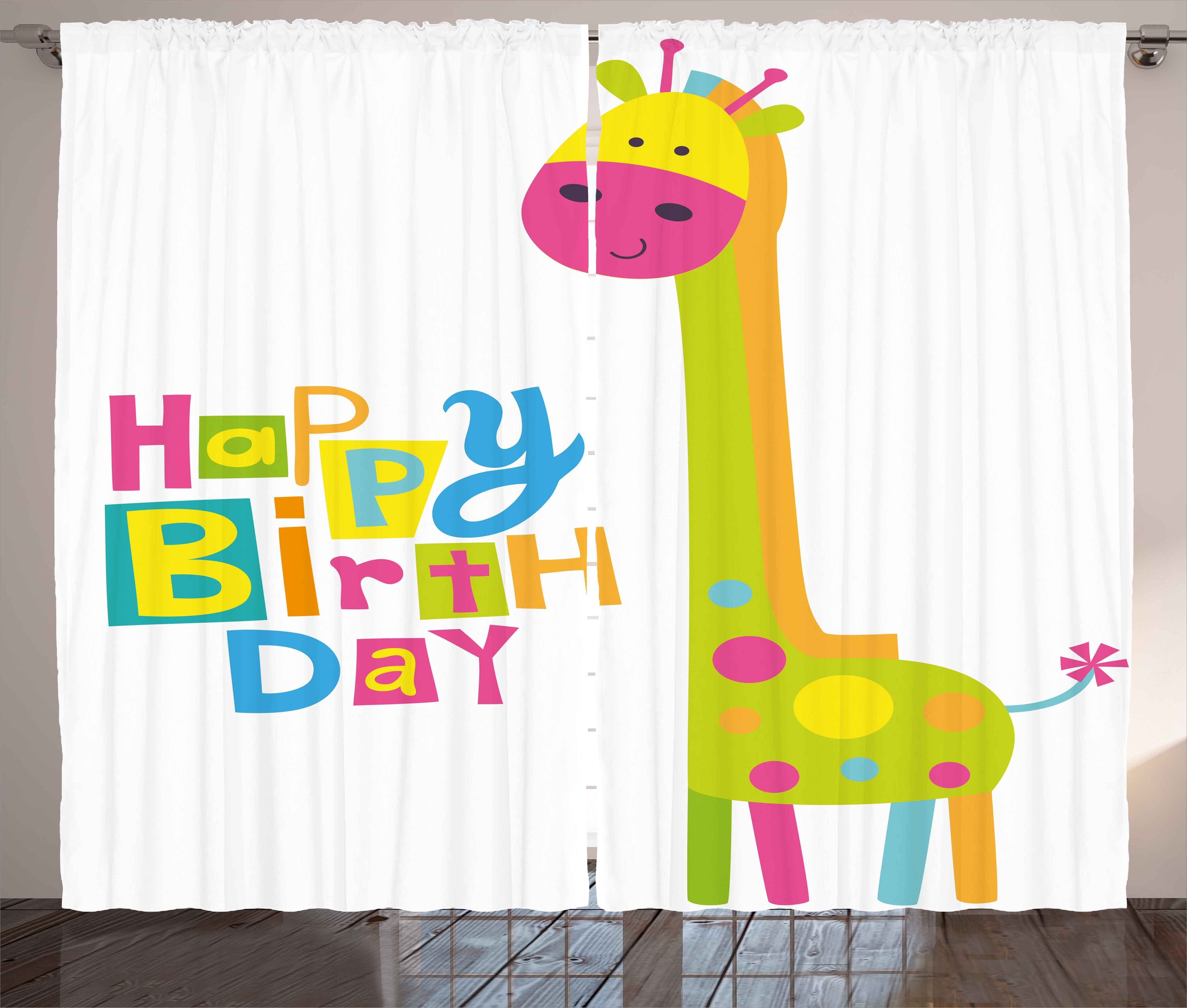 Gardine Schlafzimmer Kräuselband Vorhang mit und Geburtstag Geburtstags-Baby-Giraffe Abakuhaus, Schlaufen Haken