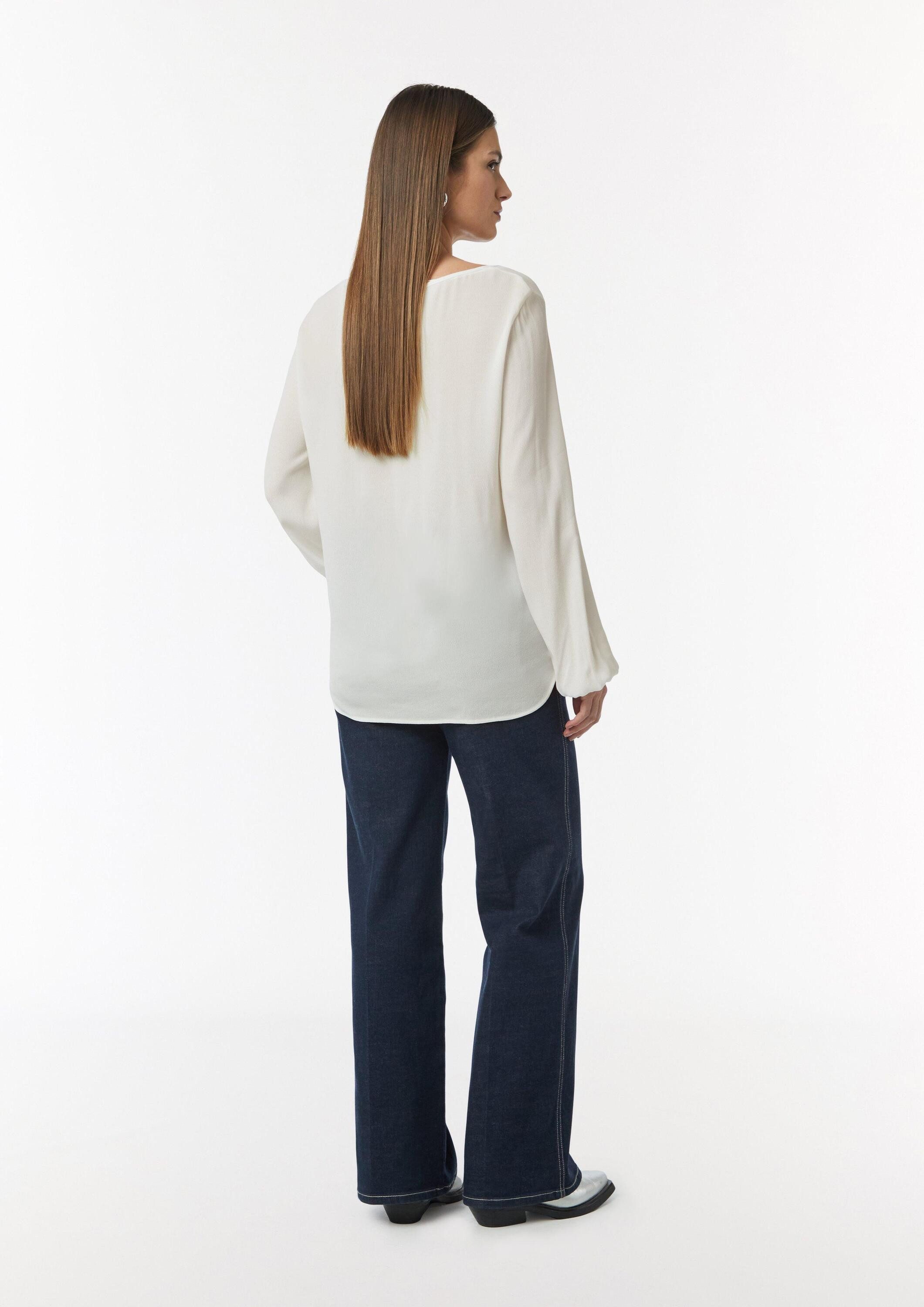 comma Langarmbluse Bluse Viskose-Bluse mit Bindedetail am Ausschnitt