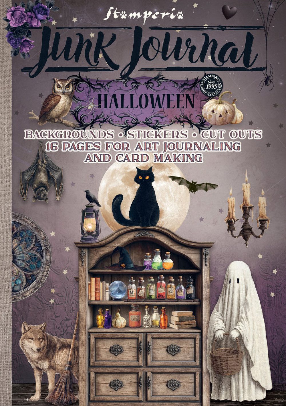 Stamperia Motivpapier Junk Journal Book Halloween, 16 Blatt