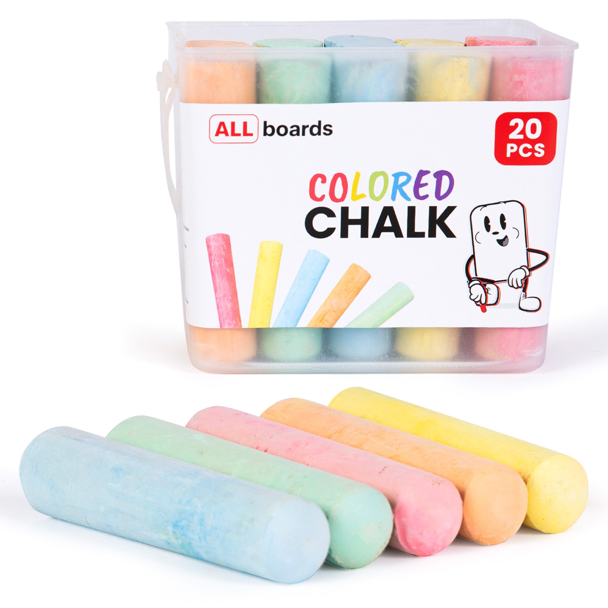 ALLboards Tafel Bunte Kreide für Tafeln, JUMBO – Set à 20 Stück