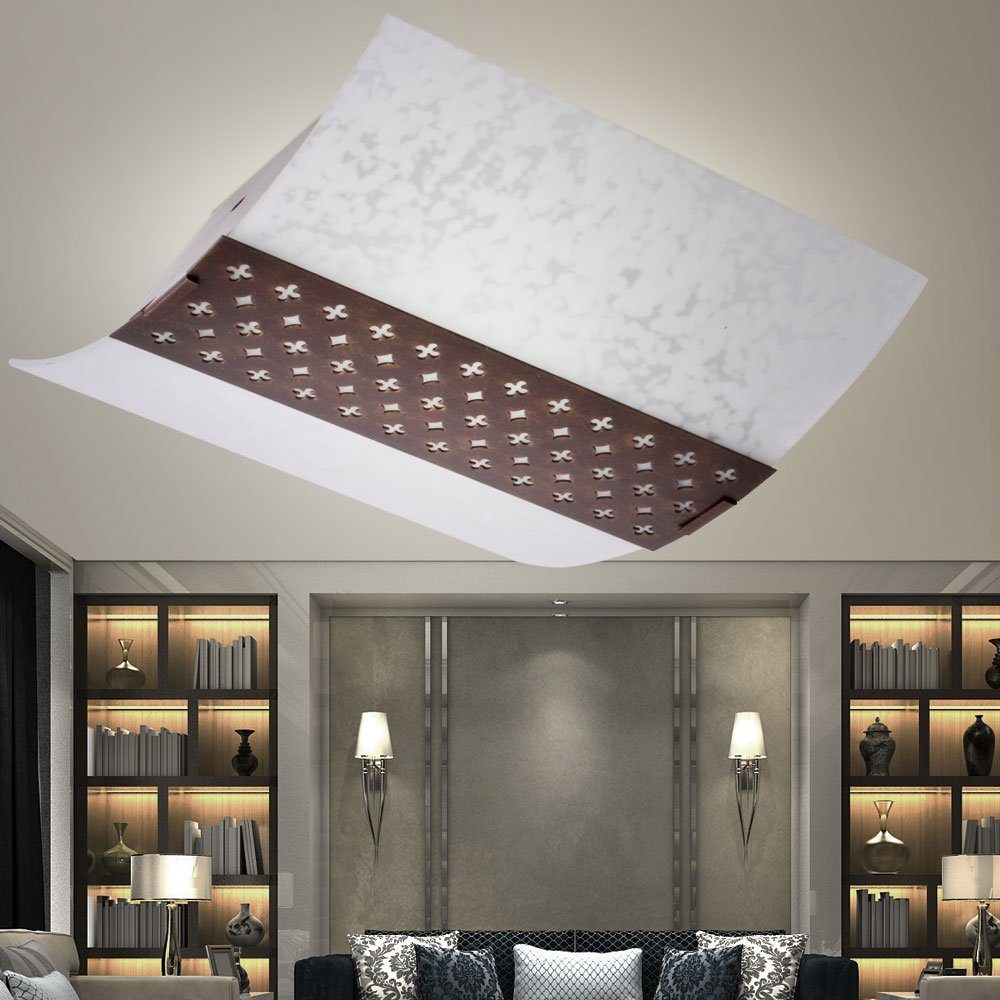 Design Deckenleuchte, inklusive, Wohn etc-shop Glas Beleuchtung Zimmer 2er LED Warmweiß, Strahler Set Lampen Leuchtmittel Decken