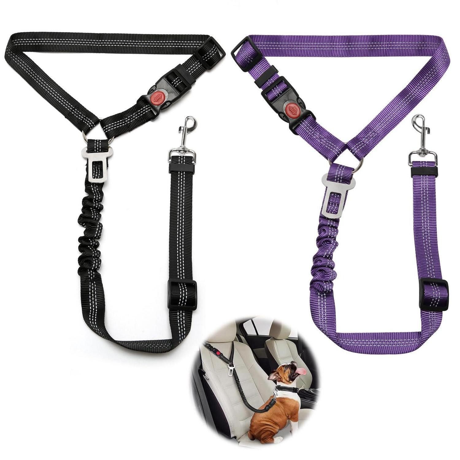 LuxusKollektion Autohundegeschirr Hundegurt Auto Verstellbar 2er-Set, Textil