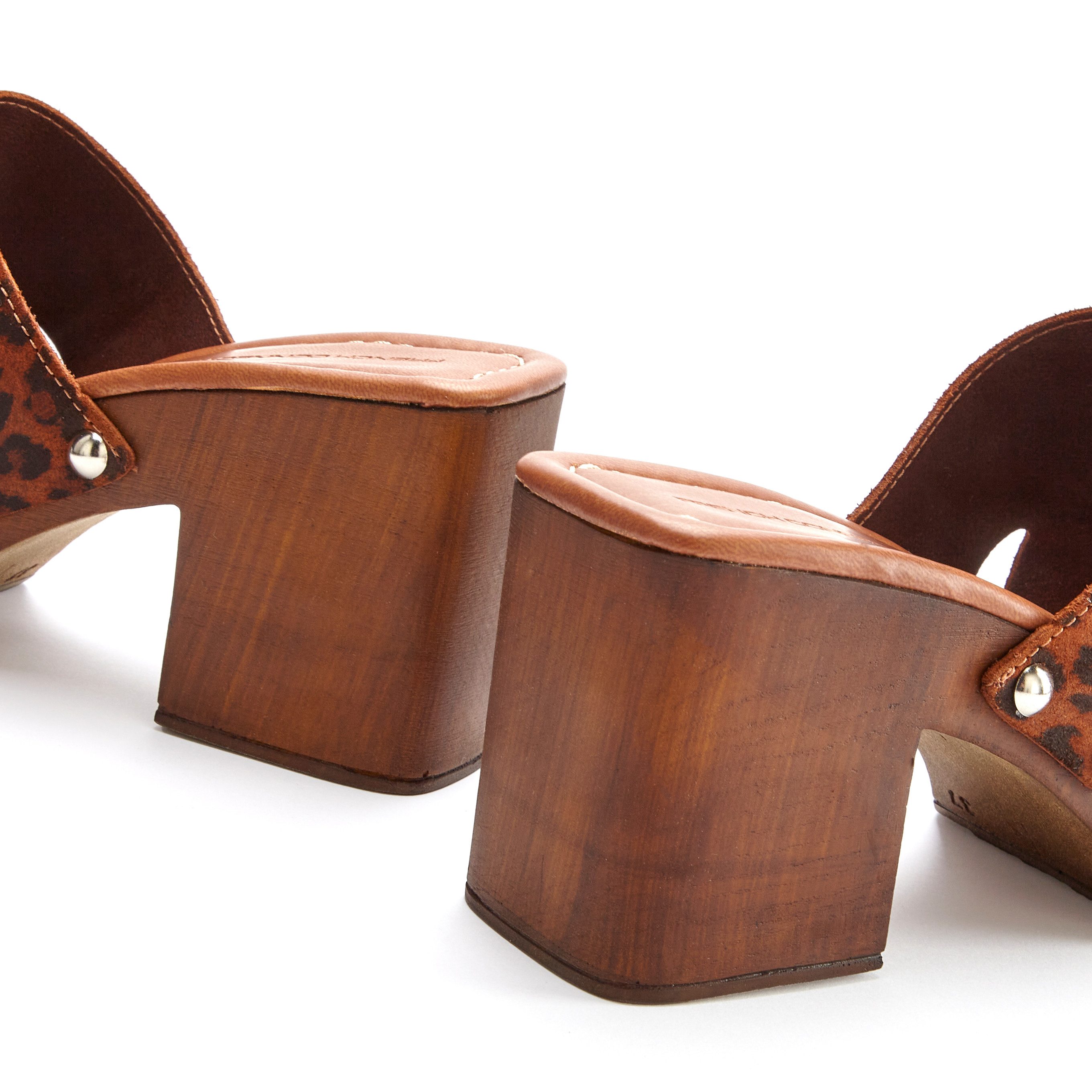 French Connection Mule, Sandale, offener Schuh, Sommerschuhe, Lederpantolette Pantolette aus Leder mit Blockabsatz und Plateausohle