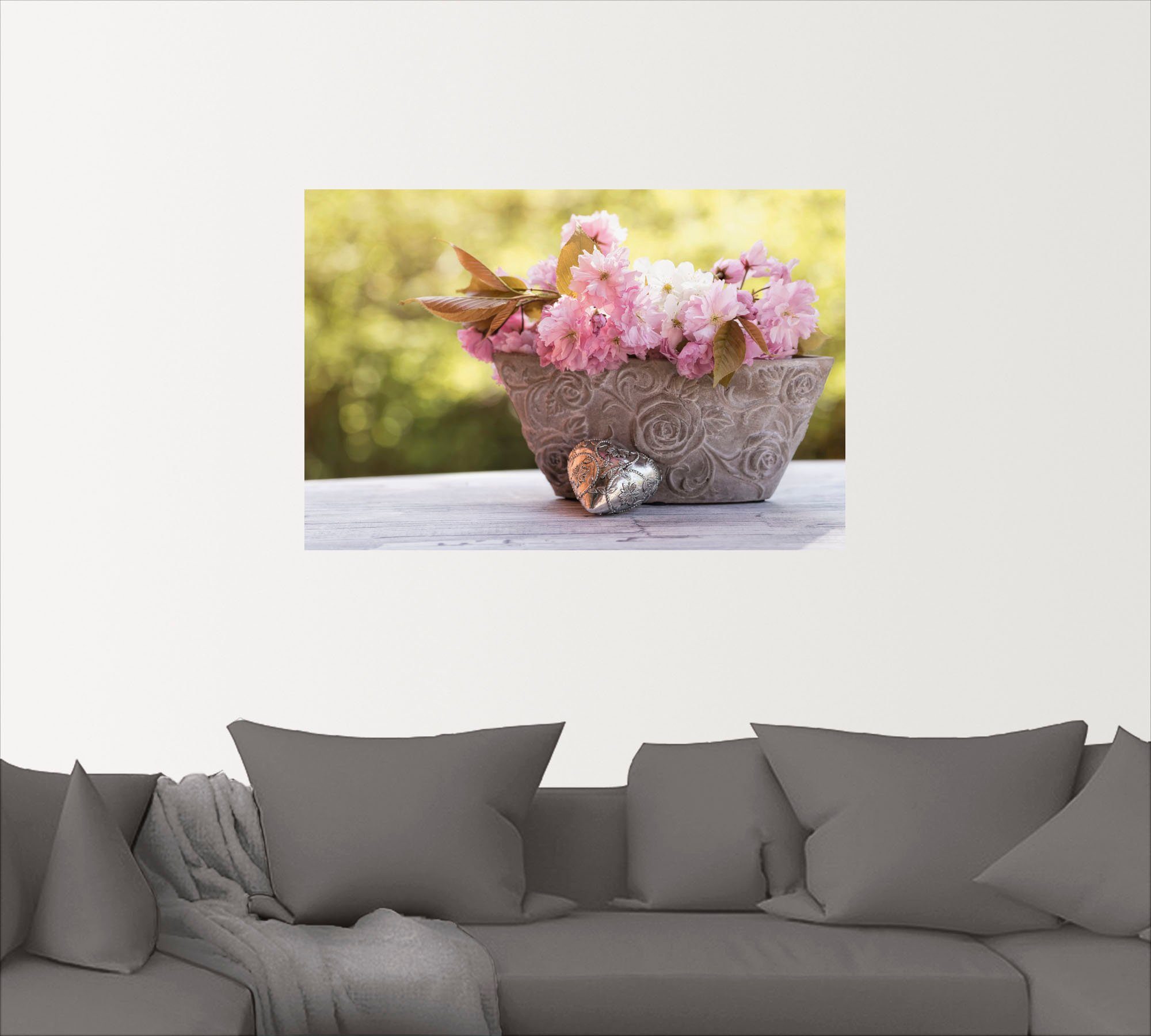 Schale, als Artland Wandbild in (1 Kirschblüten Leinwandbild, Blumen in Wandaufkleber versch. Größen Poster St), oder Alubild,