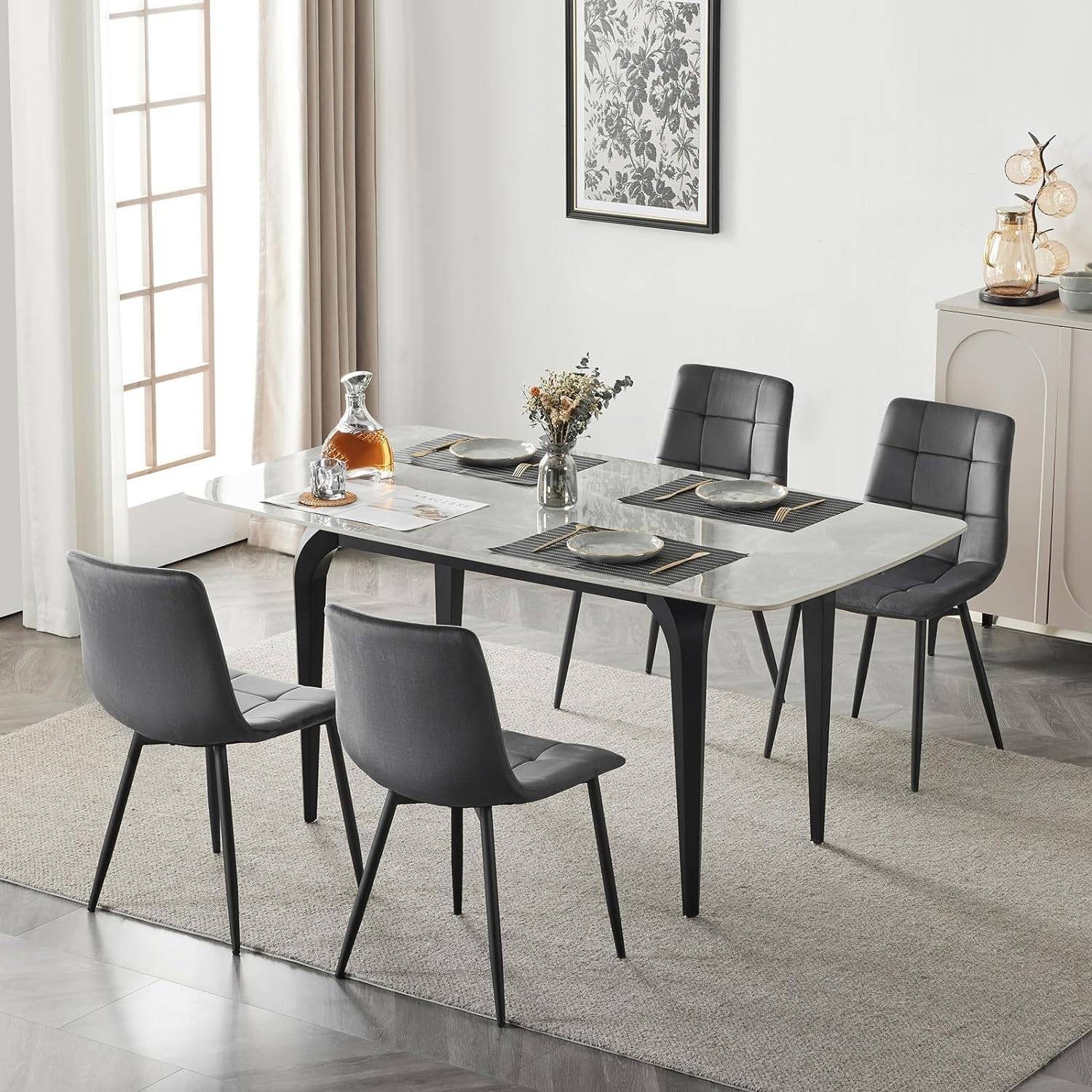 EUGAD Esszimmerstuhl (4 St), Polsterstuhl, mit Samtbezug, Metallbeine günstig online kaufen