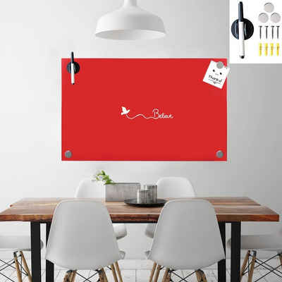 Melko Magnettafel Memoboard Rot Glasmagnettafel Magnetboard Whiteboard Pinnwand, (Set), Sicherheitsglas