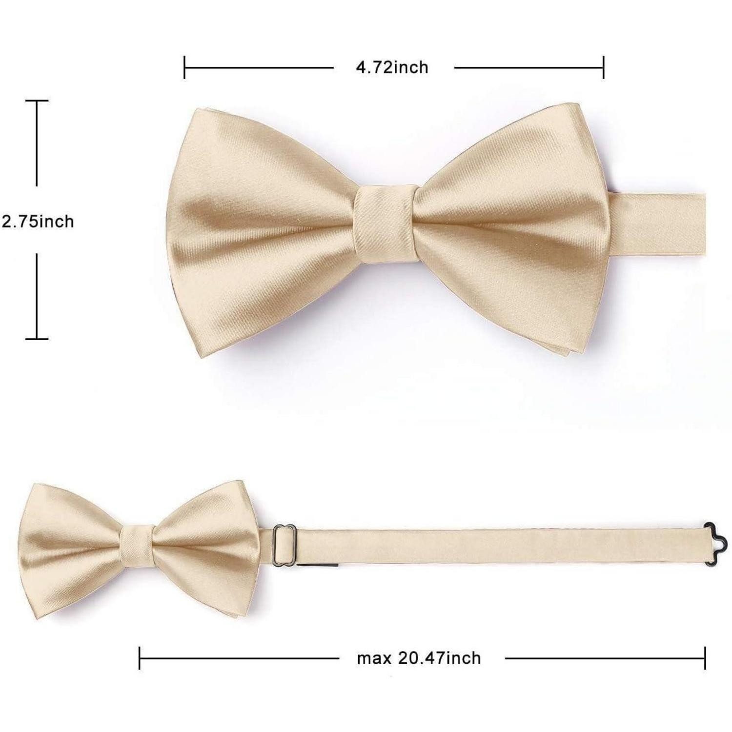 LuxusKollektion Fliege Fliege Herren vorgebundene Einstecktuch Set Hochzeit A1-cream