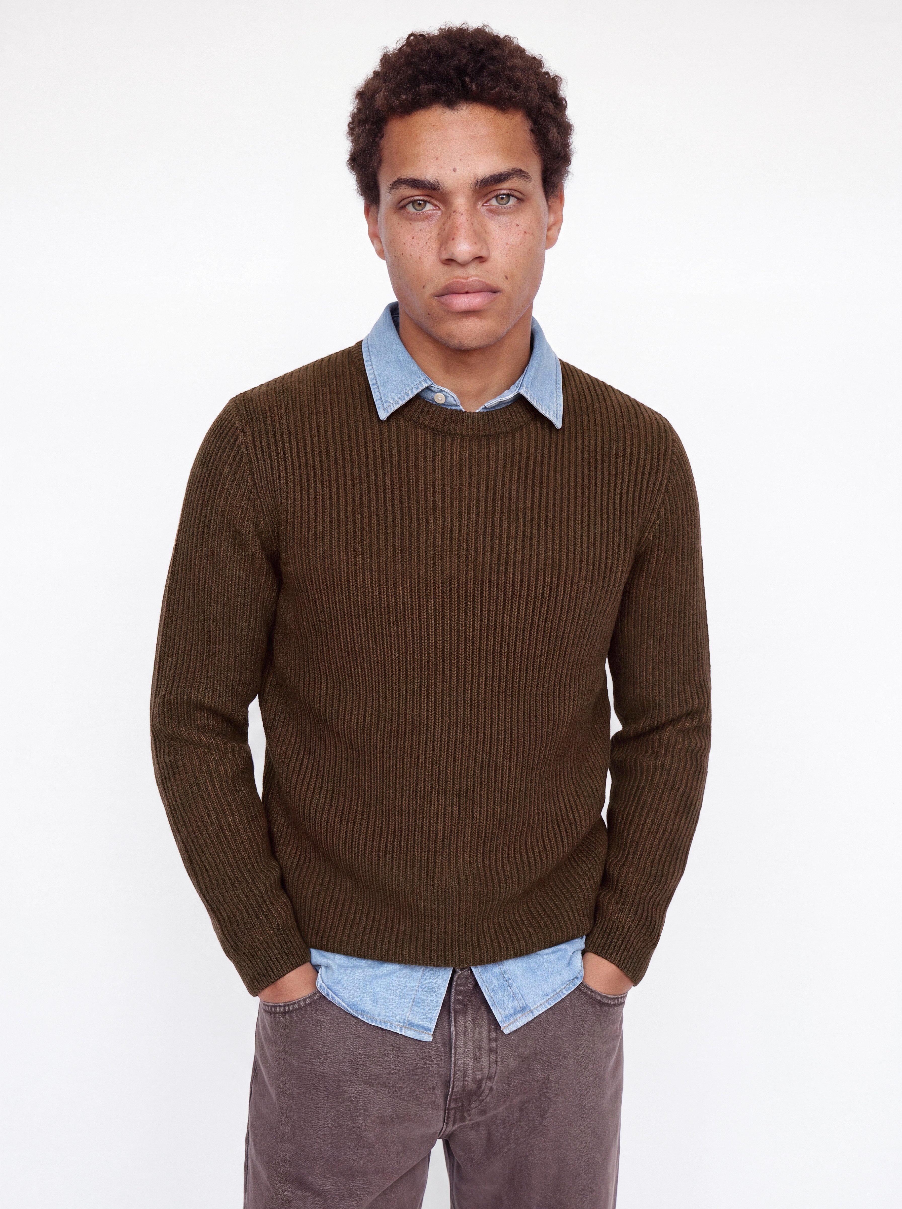 Jack & Jones Rundhalspullover JJEDOVER KNIT CREW NECK SN Baumwollmischung, regular fit