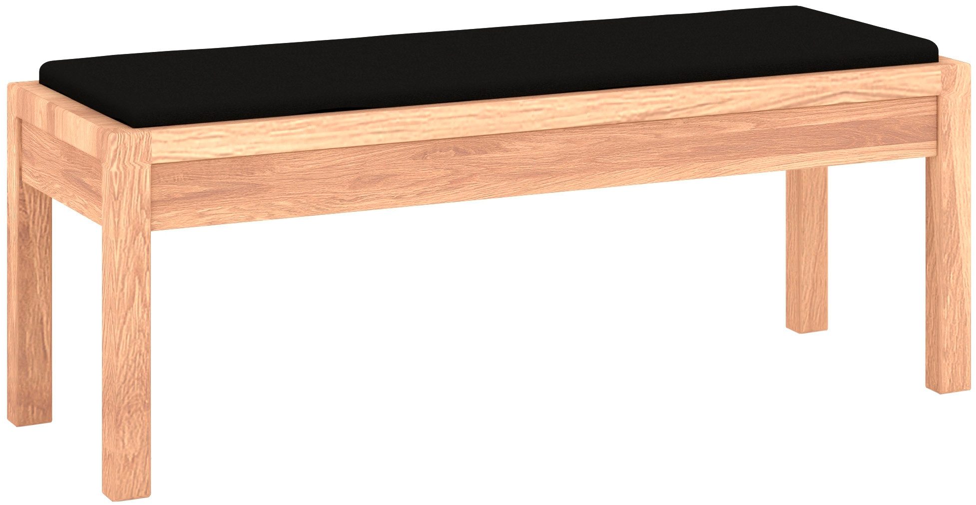 Musterring Bettbank Sorrent, Sitzbank, Ankleidebank, massiv Eiche (Lieferung montiert, Sitzhöhe 46,3 cm), mit Sitzauflage in Kunstleder anthrazit, Breite 120cm