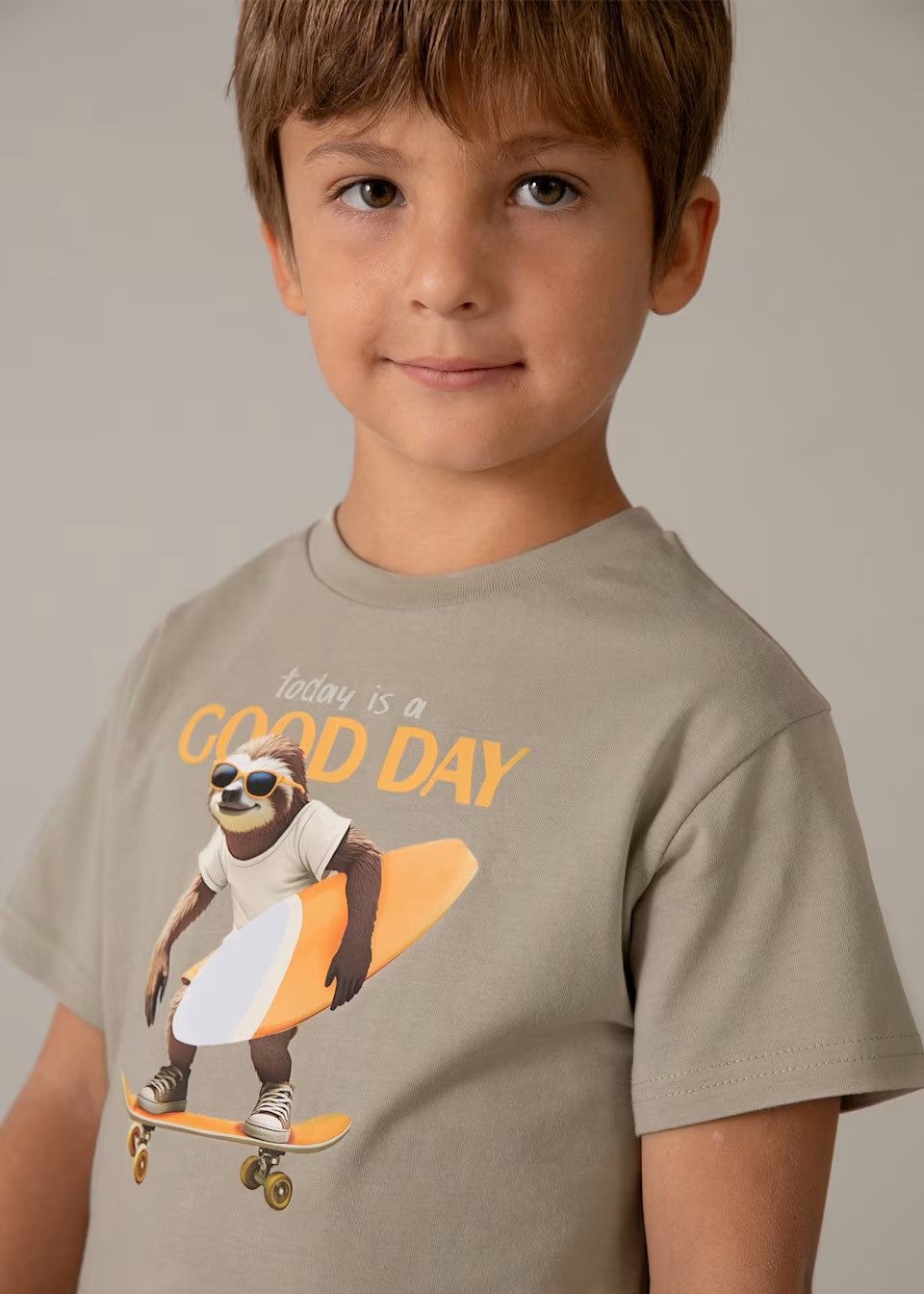 Mayoral T-Shirt Mayoral Jungen T-Shirt mit Druckmotiv Beige (03064-034)