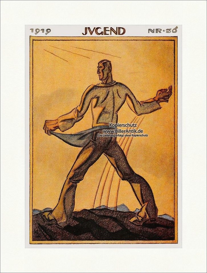 Kunstdruck Titelseite der Nummer 36 von 1919 Max Eschle Mann Jugendstil